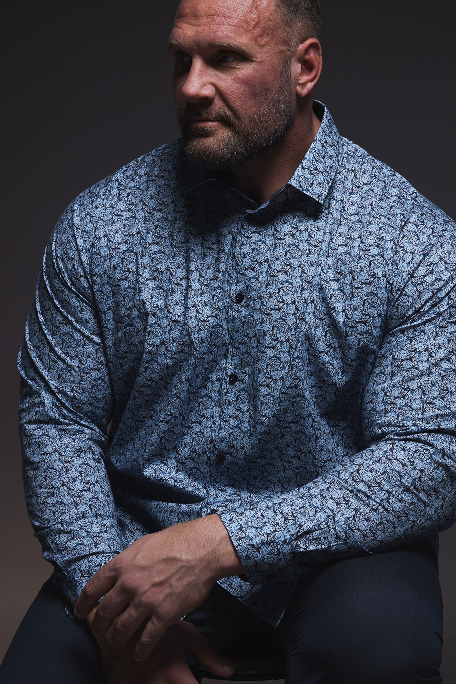 BadRhino Tailoring Big & Tall Blue Paisley Print Formal Shirt | BadRhino 3