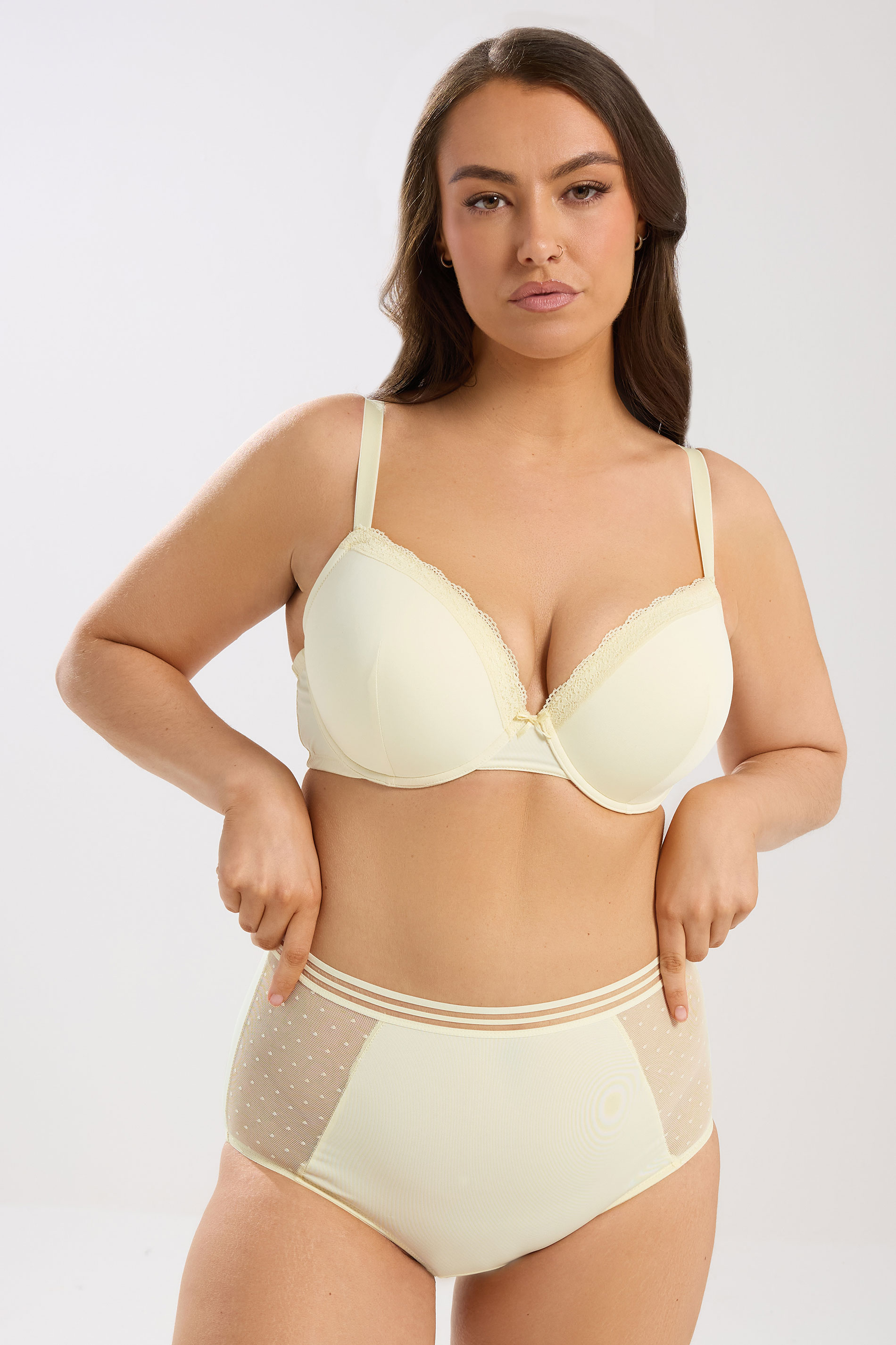 YOURSET 3 PACK Plus Size Black & Yellow Moulded Underwired T-Shirt Bras | Yours Clothing 4