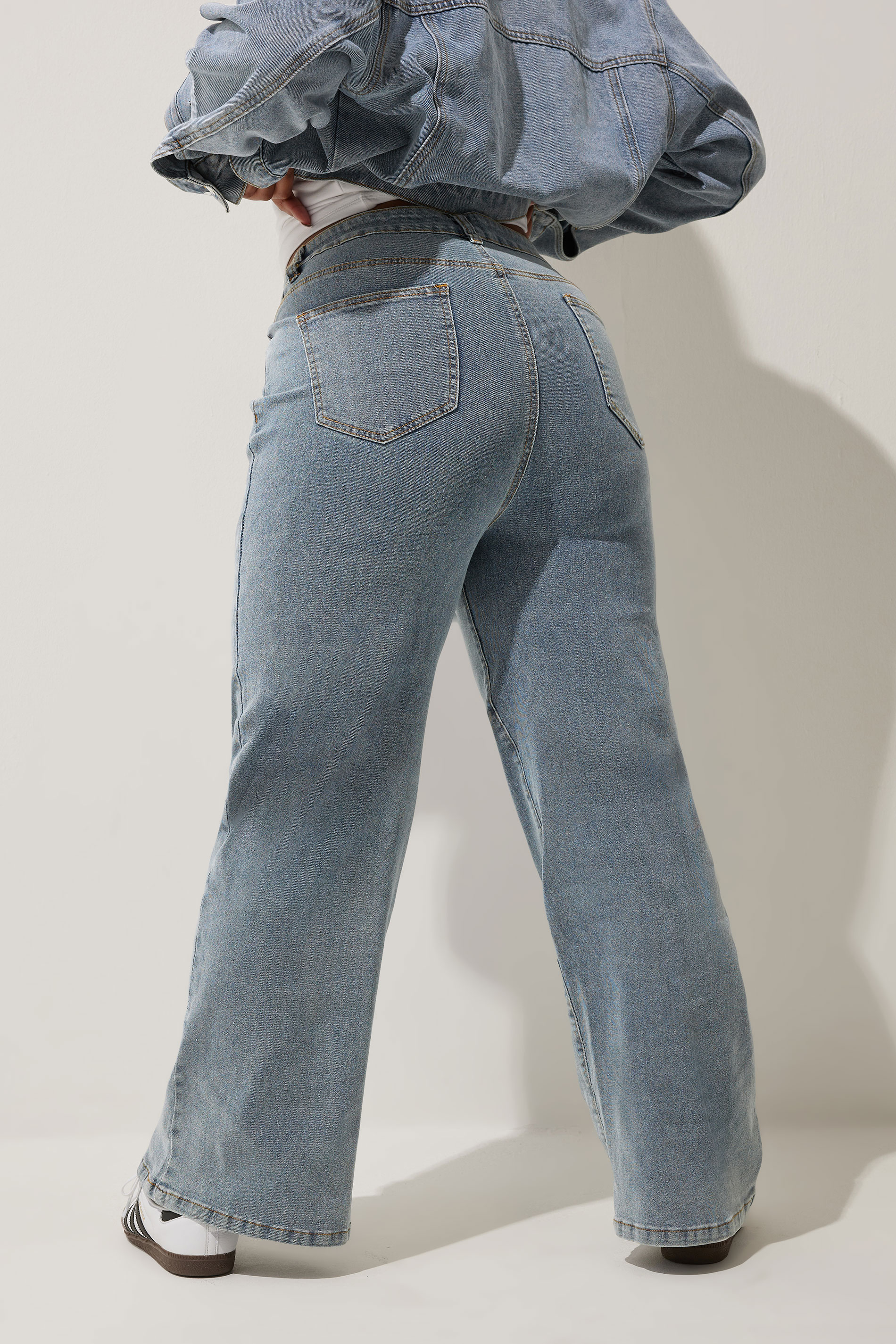 LIMITED COLLECTION Plus Size Blue Denim Palm Tree Embroidered Jeans | Yours Clothing 2