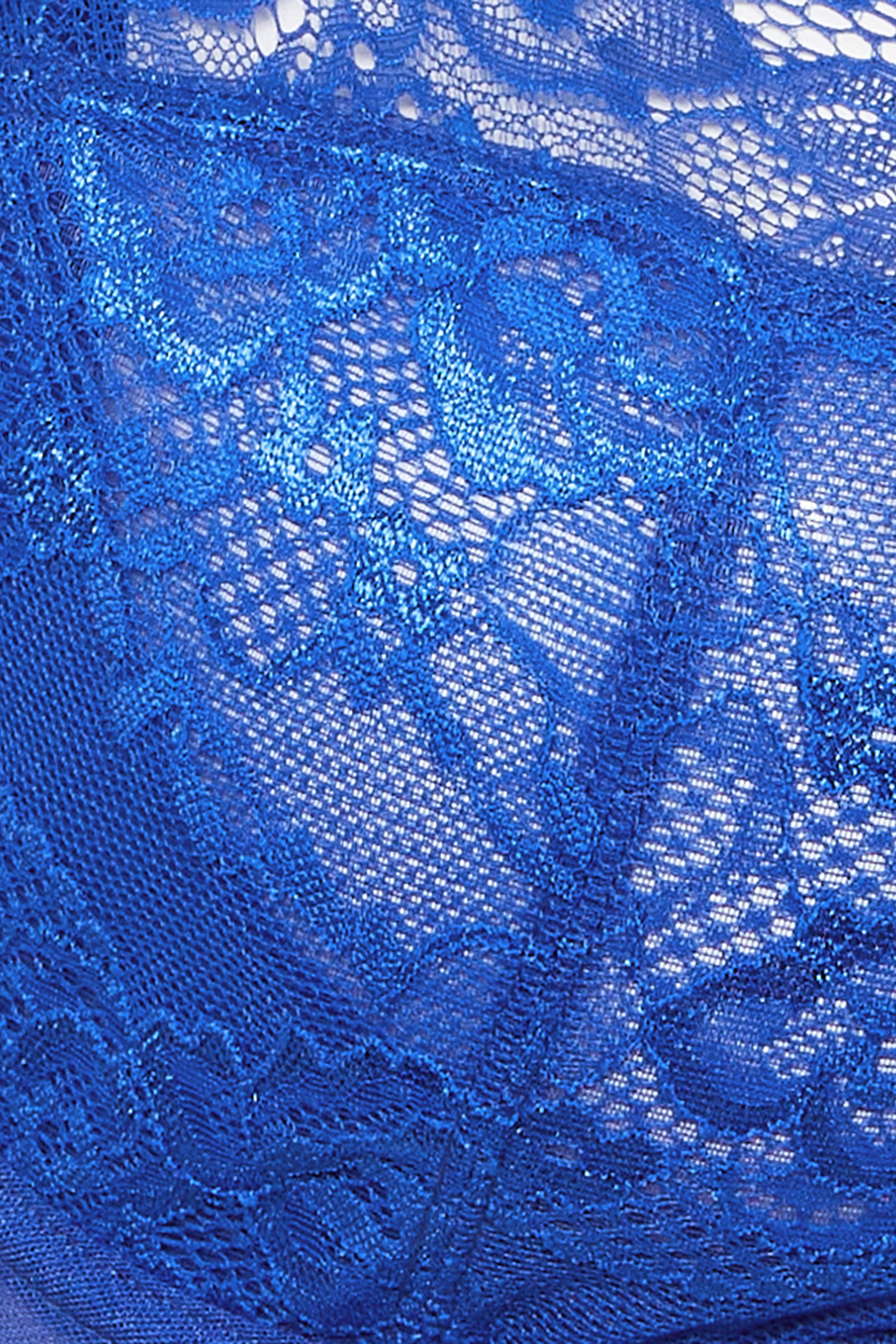 YOURS Plus Size Cobalt Blue Stretch Lace Non-Padded Underwired Balcony Bra | Yours Clothing 6