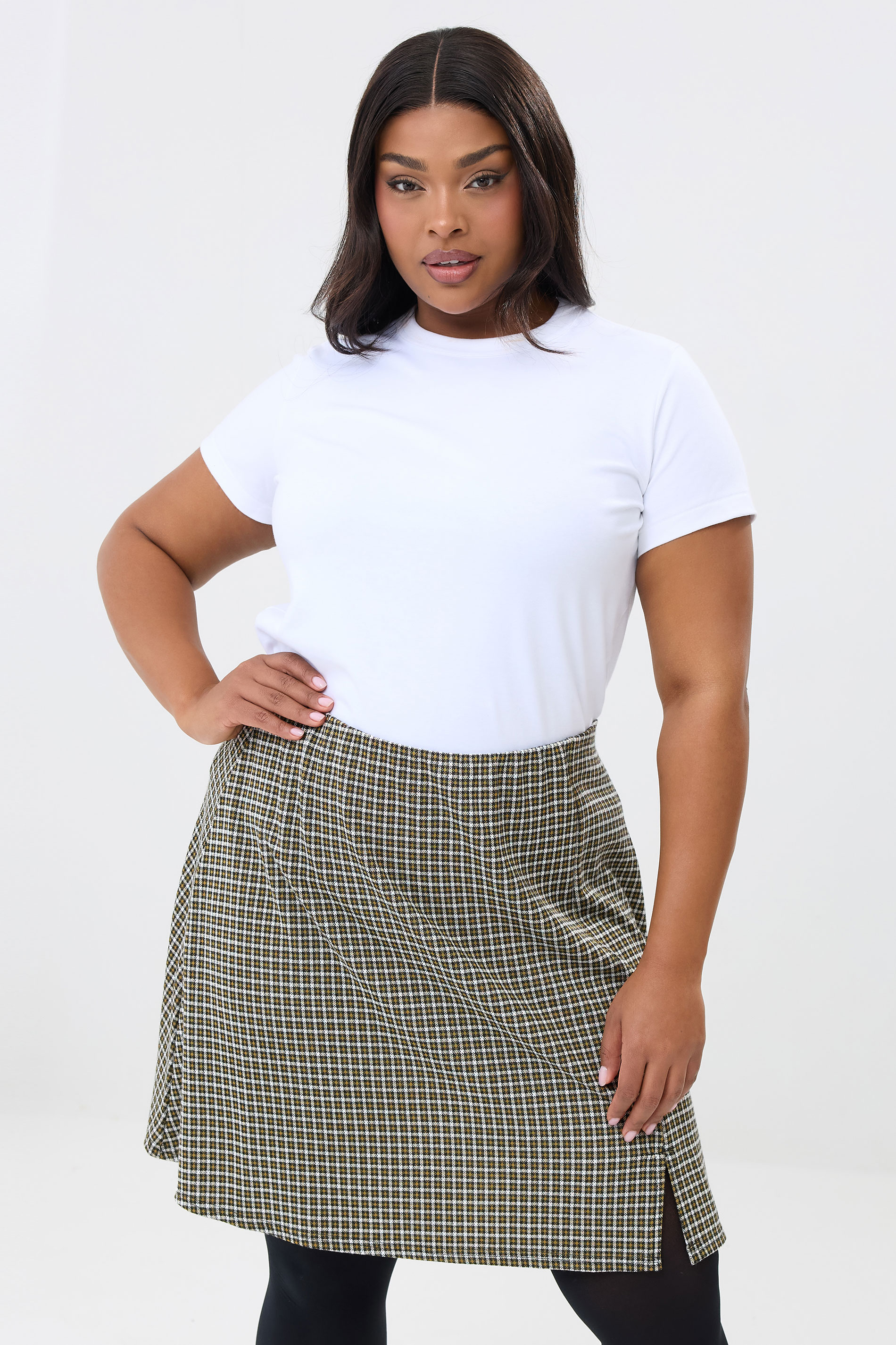 YOURS Plus Size Green Check Mini Skirt | Yours Clothing 3