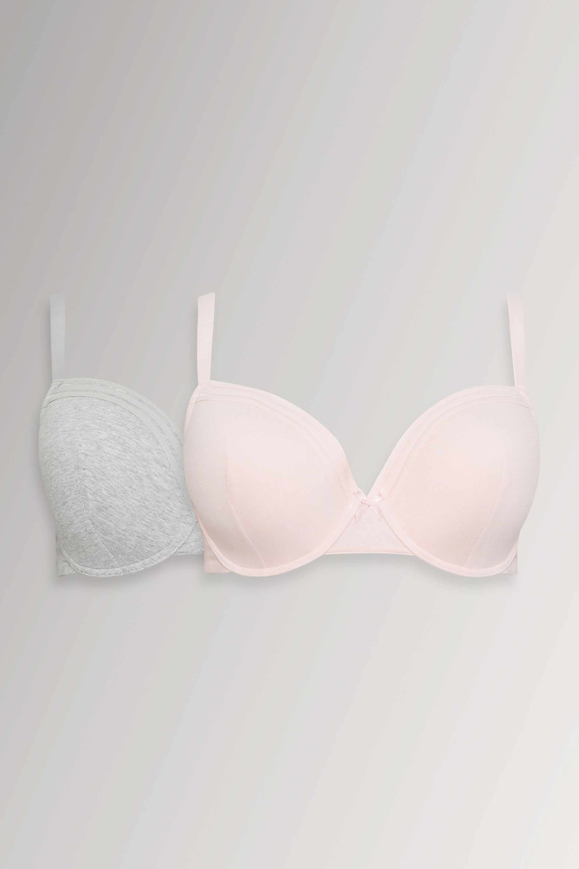 YOURSET 2 PACK Plus Size Grey Marl & Pink Lace Trim Padded Bra | Yours Clothing 3