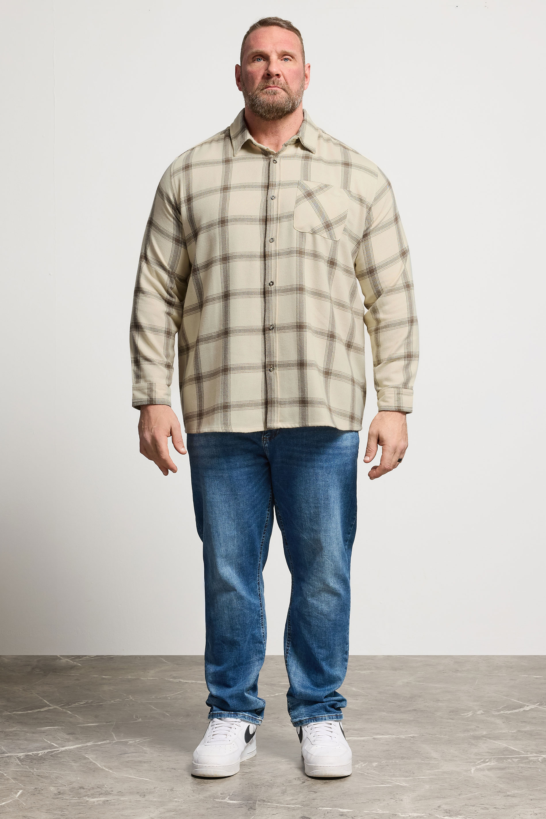 BadRhino Big & Tall Brown Checked Long Sleeve Shirt | BadRhino 2