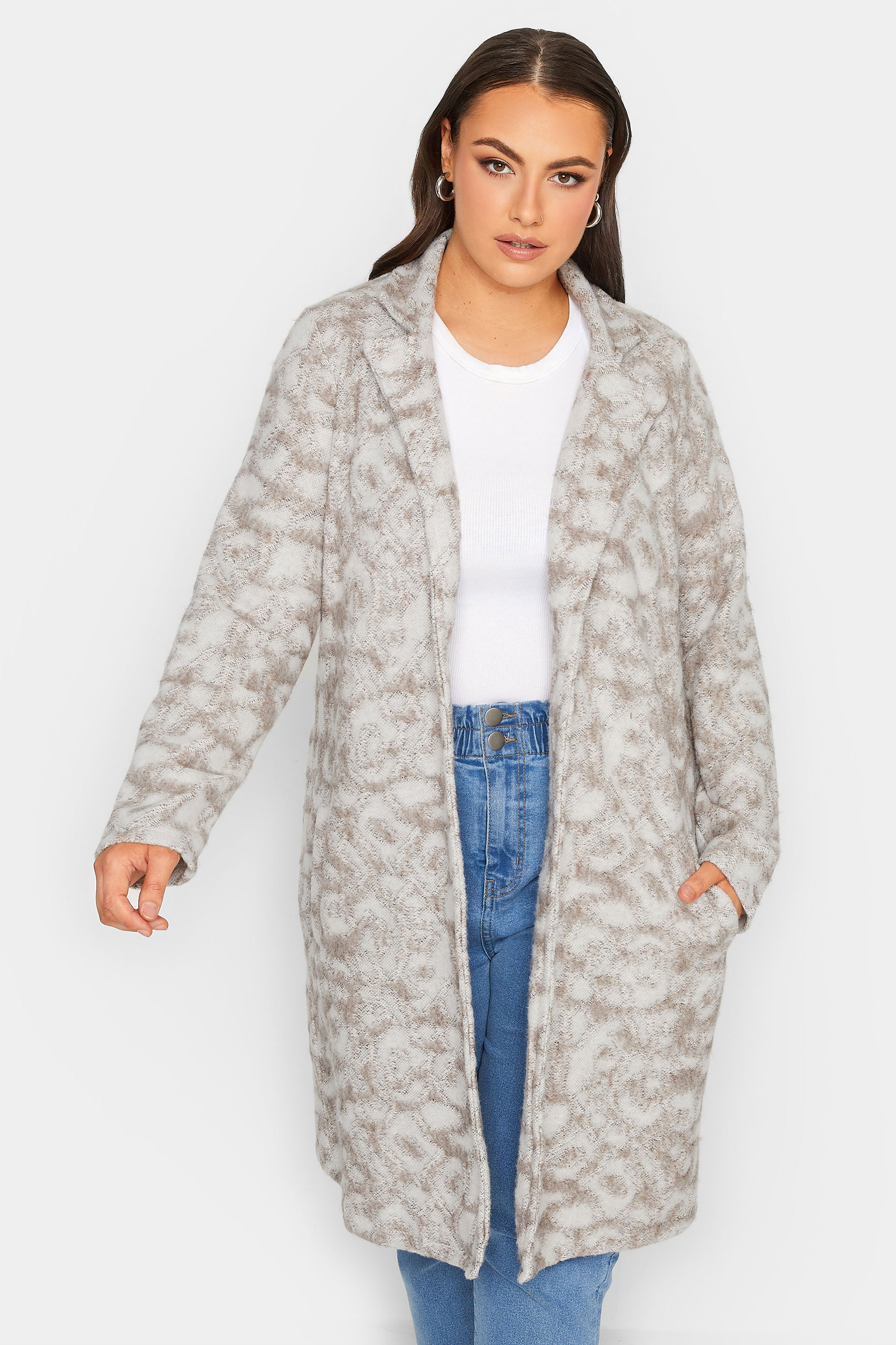 YOURS LUXURY Plus Size Beige Brown Animal Print Faux Fur Jacket | Yours Clothing 1