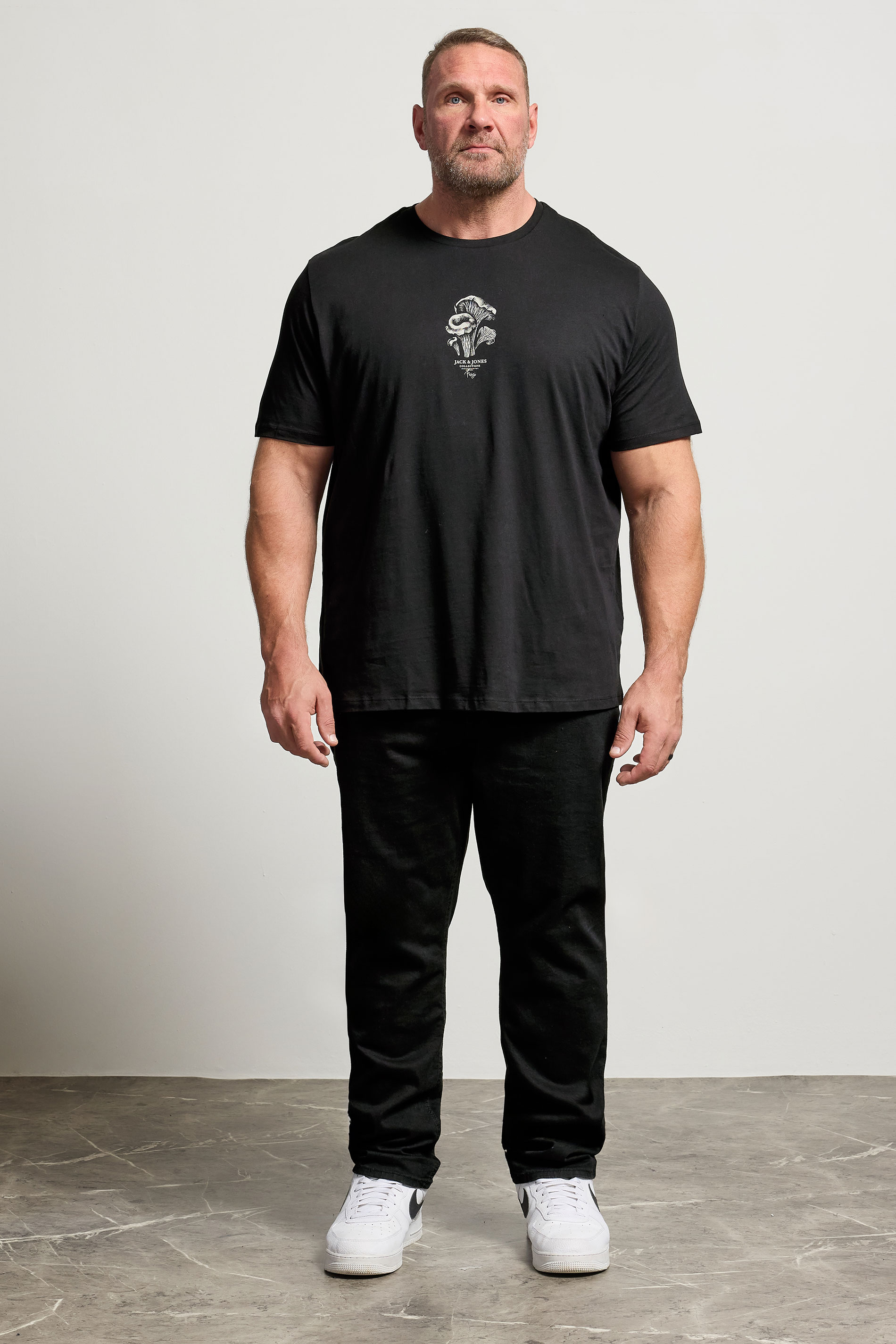 JACK & JONES Big & Tall Black Graphic T-Shirt | BadRhino 1