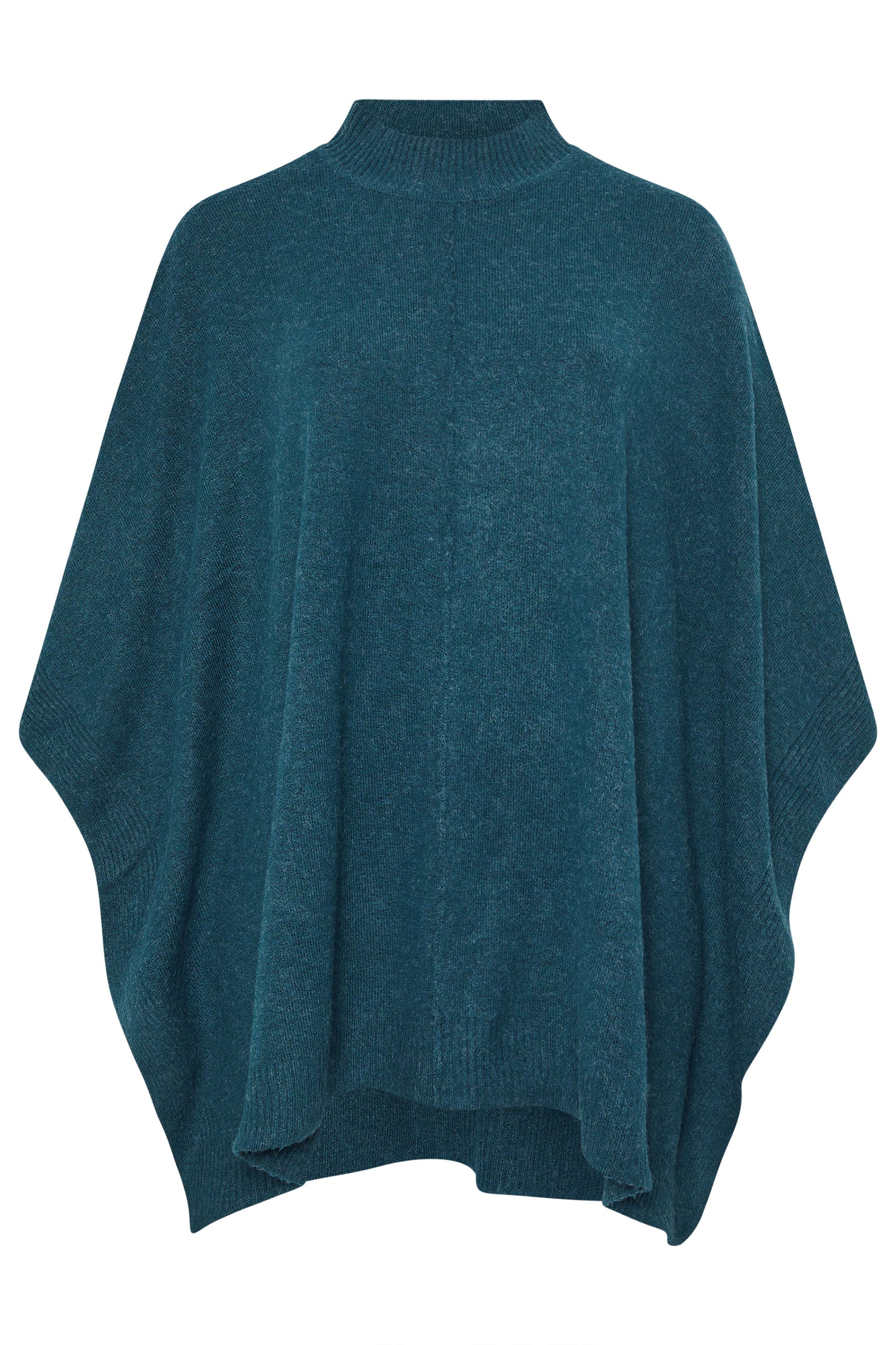 EVANS Plus Size Teal Blue Seam Detail Knitted Cape | Evans 5