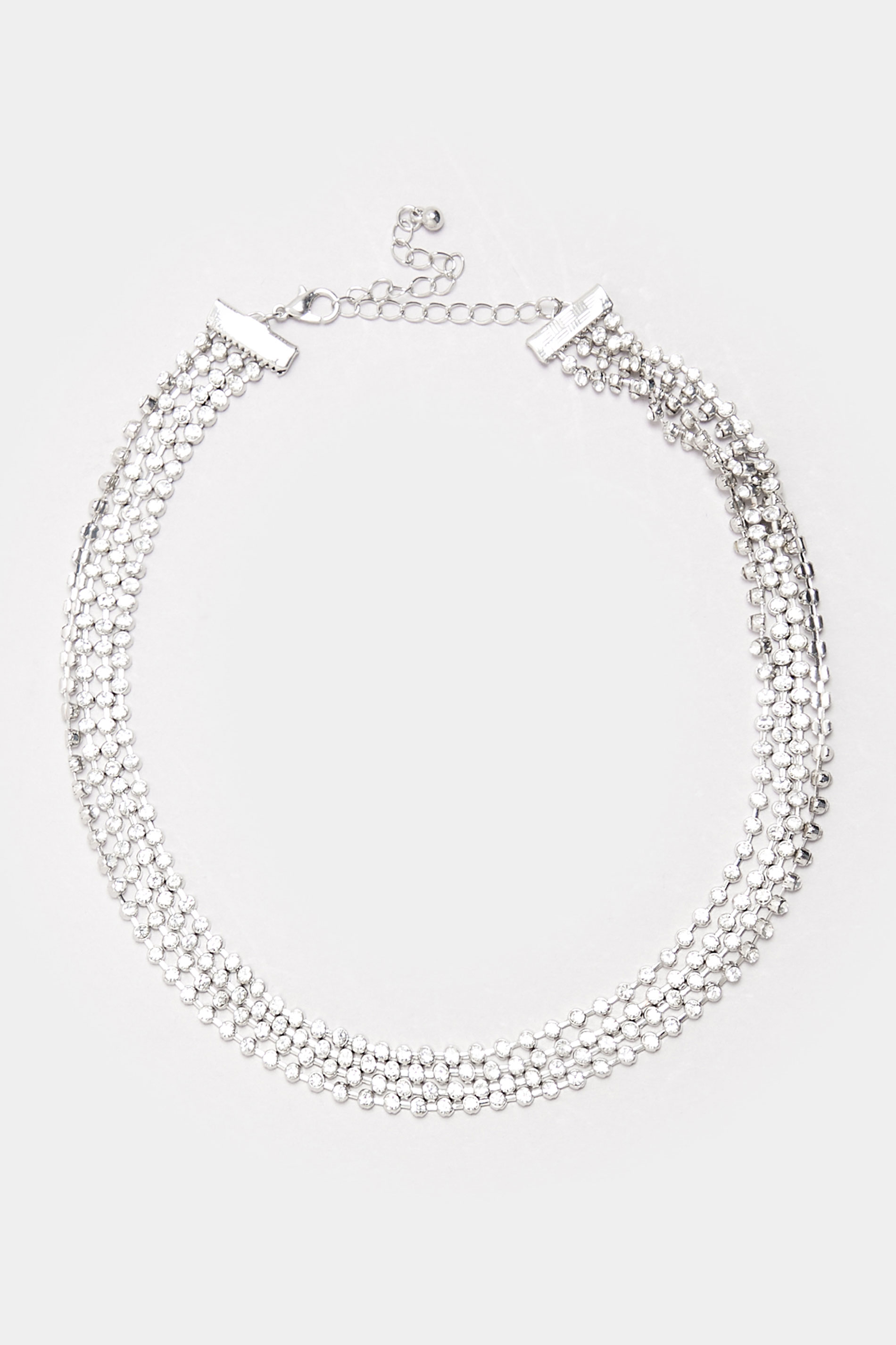 Silver Tone Diamante Choker Necklace | Yours Clothing 3