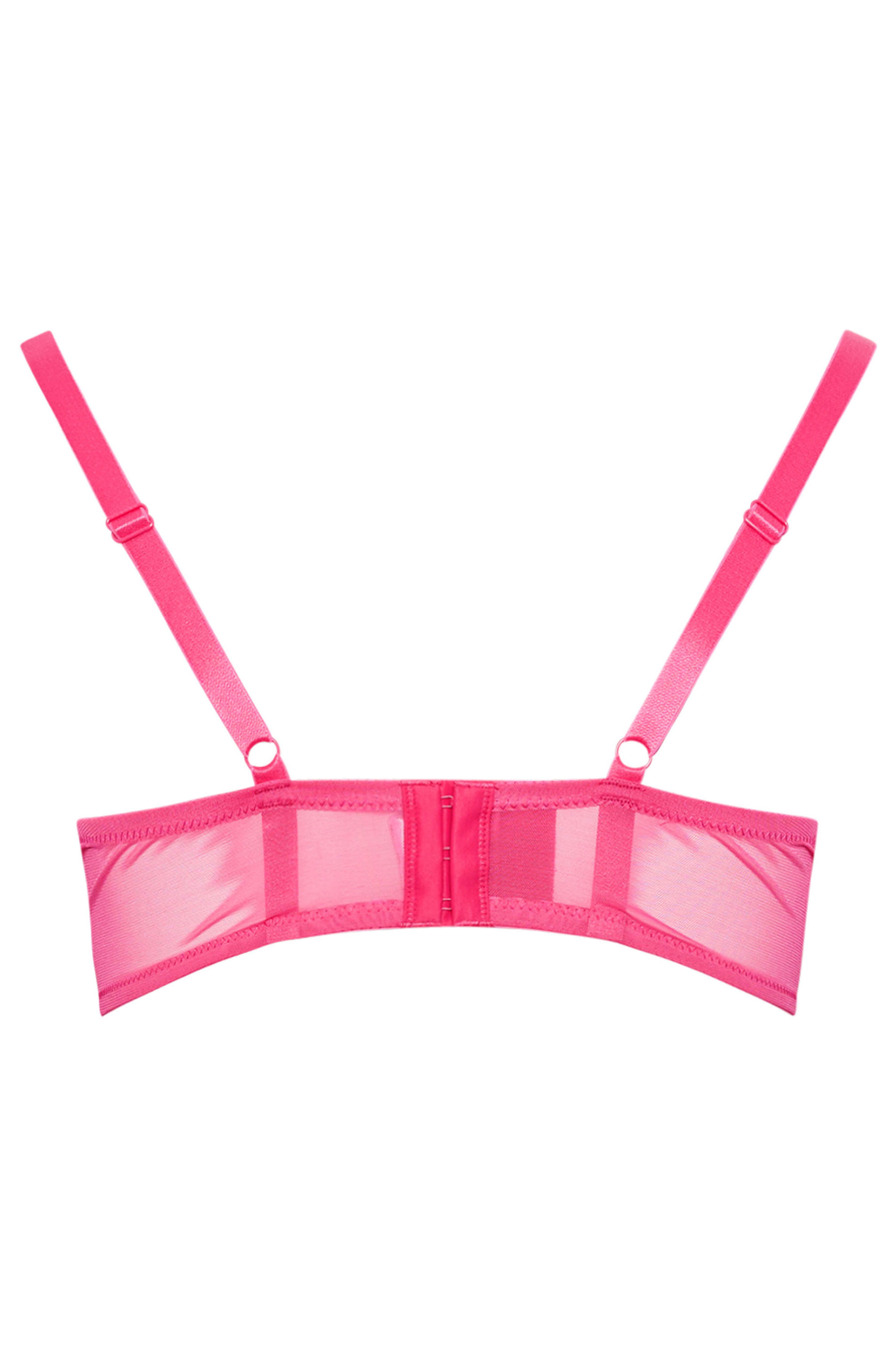 YOURS Plus Size Pink Floral Padded Plunge Bra | Yours Clothing  6