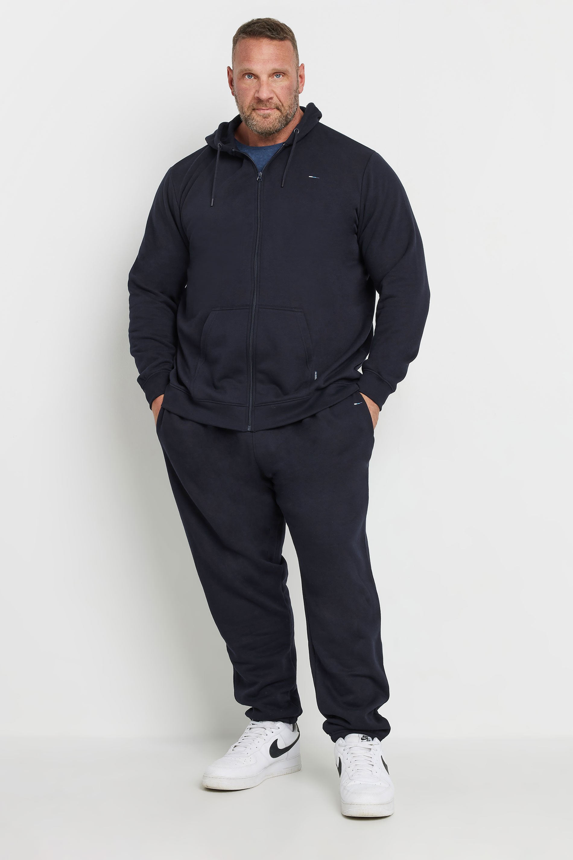BadRhino Big & Tall Navy Blue Zip Through Hoodie & Jogger Set | BadRhino 3