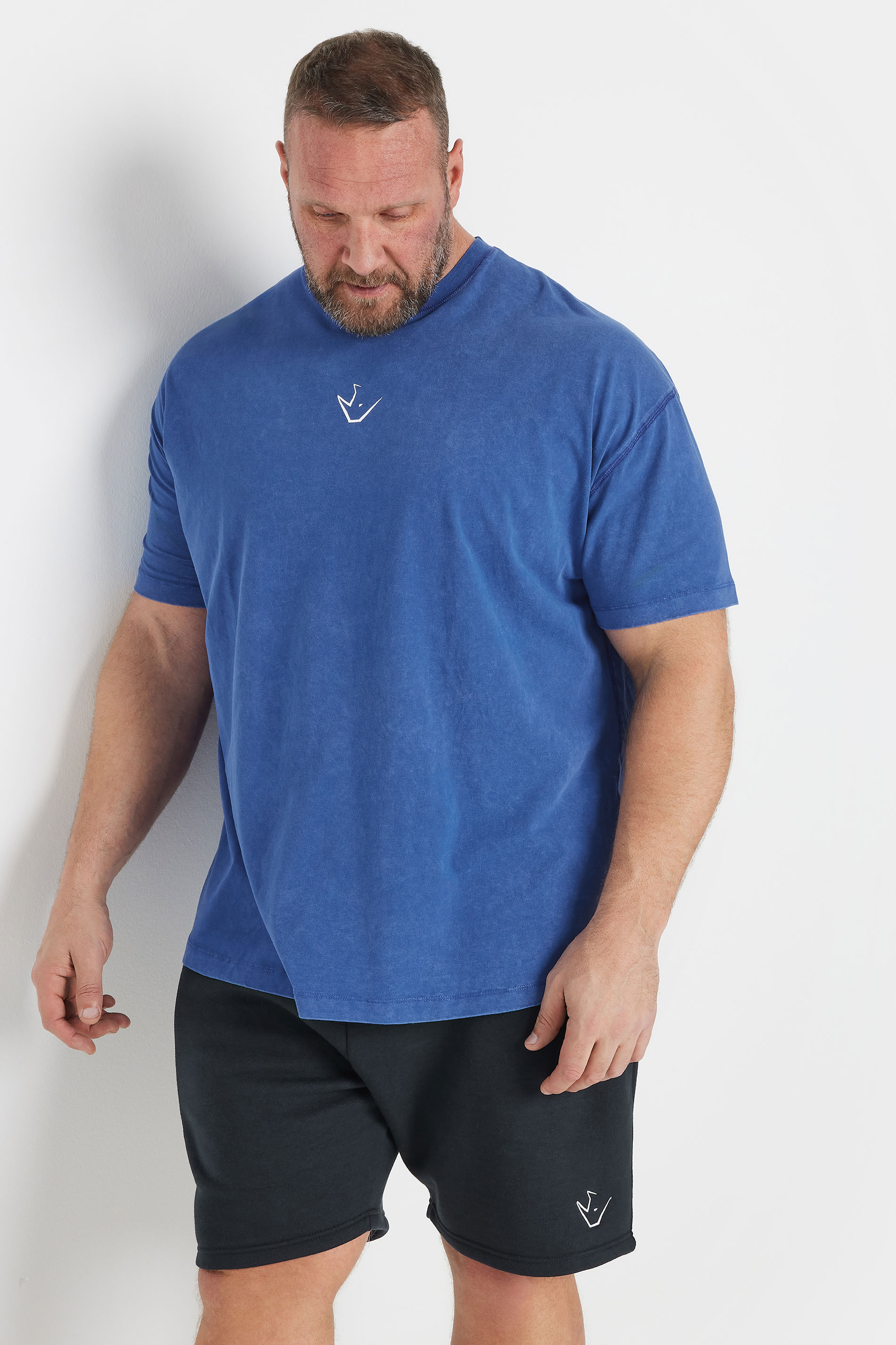 IronRhino Big & Tall Blue Acid Wash 'Barbell Club' T-Shirt | BadRhino 1
