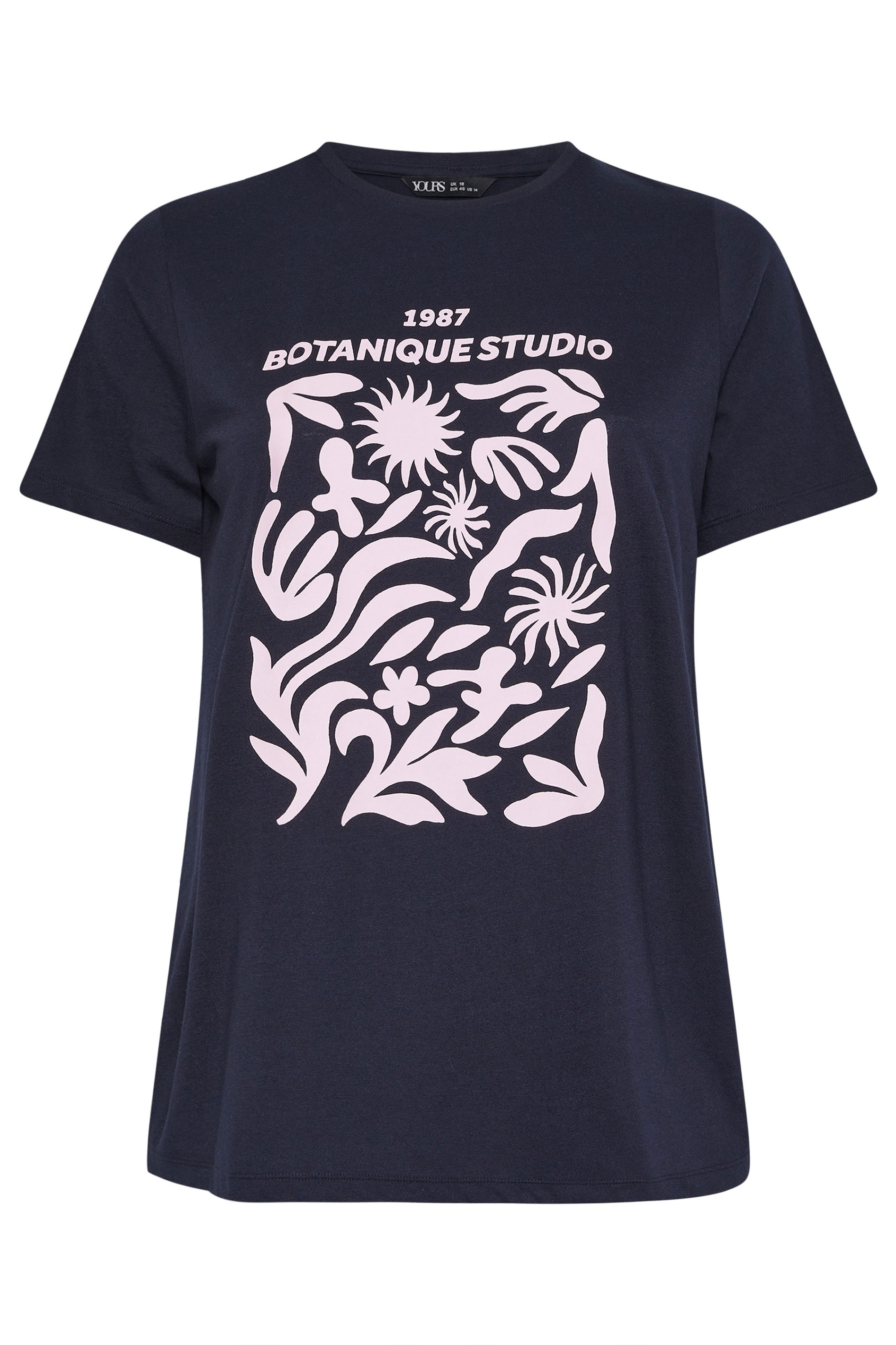 YOURS Plus Size Navy Blue 'Botanique Studios' Graphic T-Shirt | Yours Clothing 5