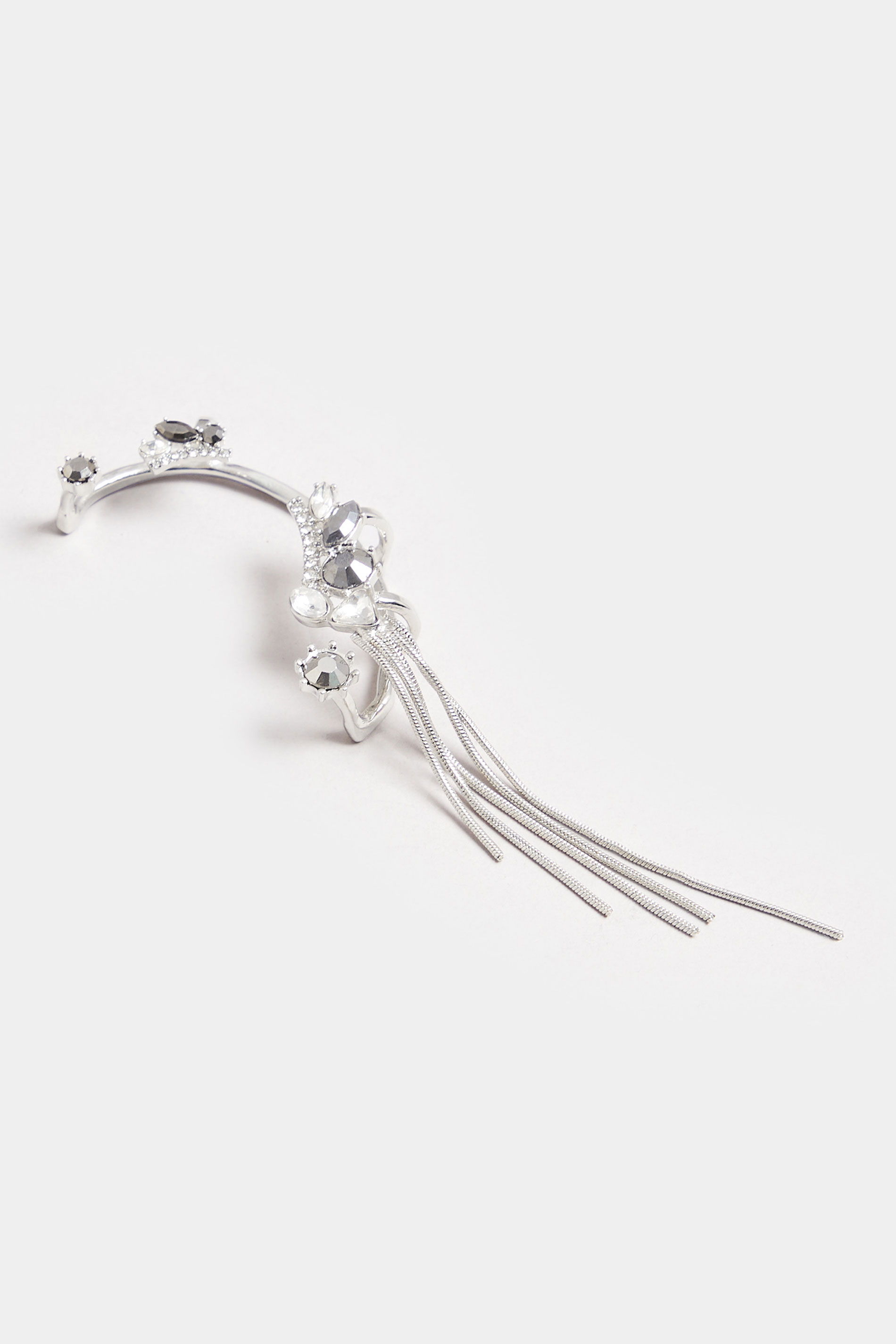 Silver Tone Diamante Tassel Cuff Earring | Yours Clothing 3