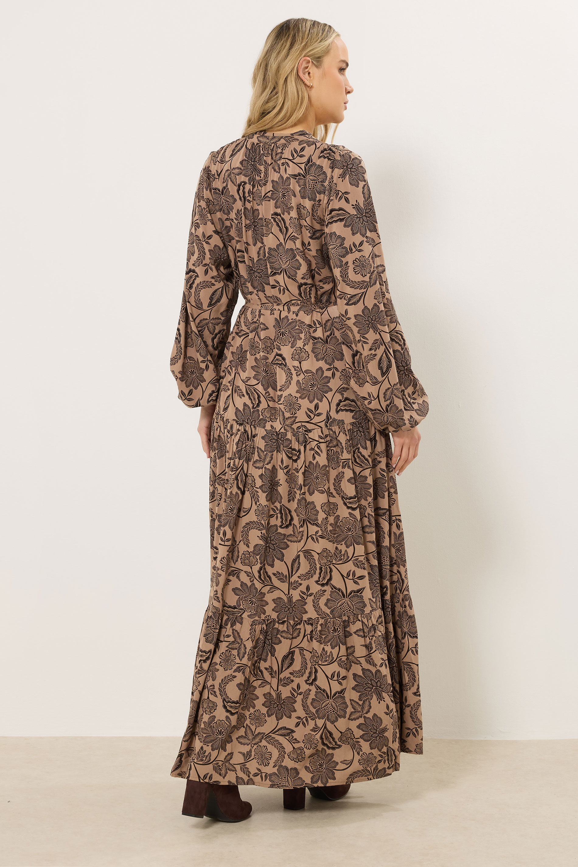 LTS Tall Women's Natural Brown Tie Waist Maxi Dress | Long Tall Sally 4