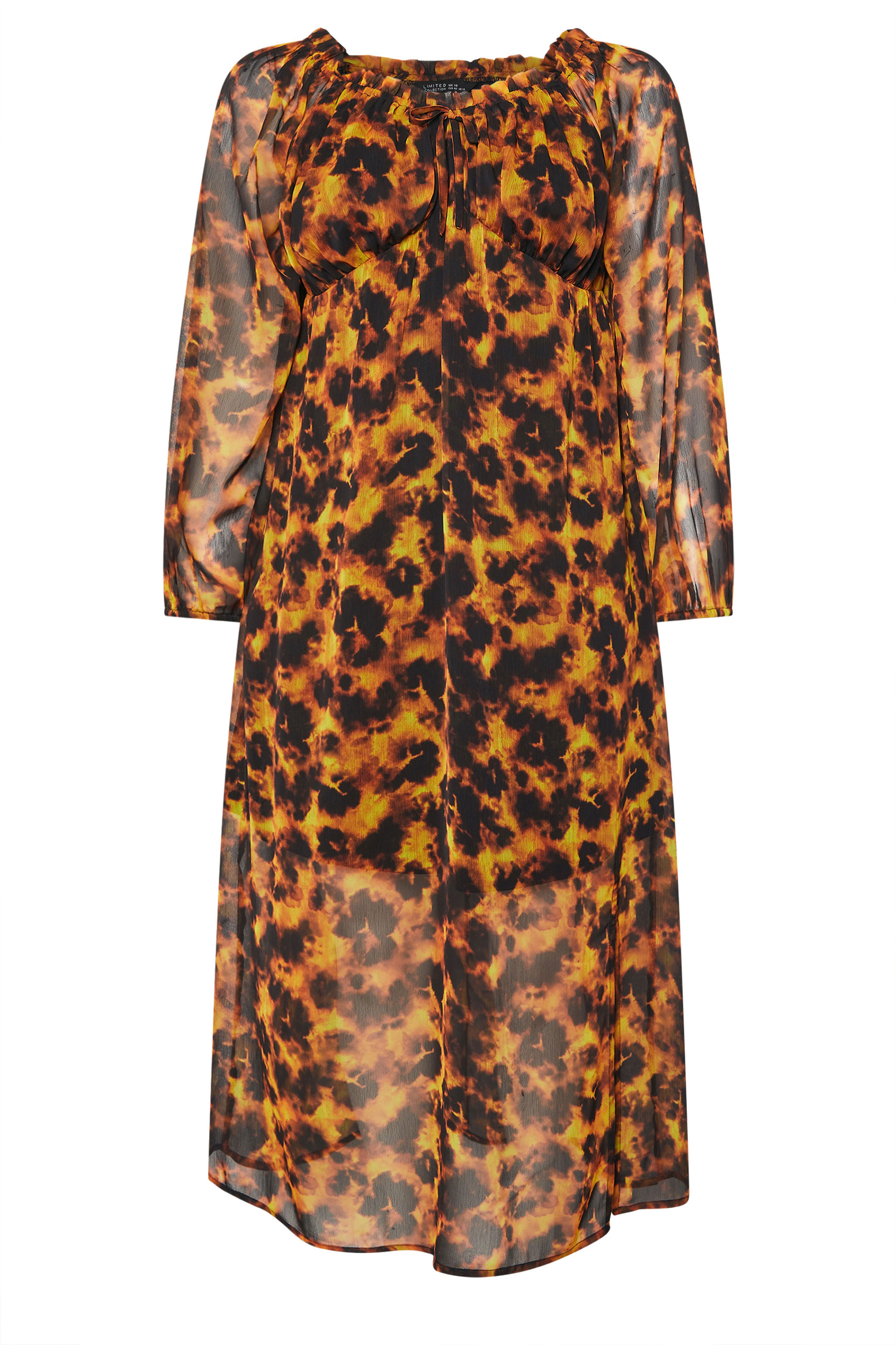 LIMITED COLLECTION Plus Size Brown Tortoiseshell Ruffle Maxi Dress | Yours Clothing 5