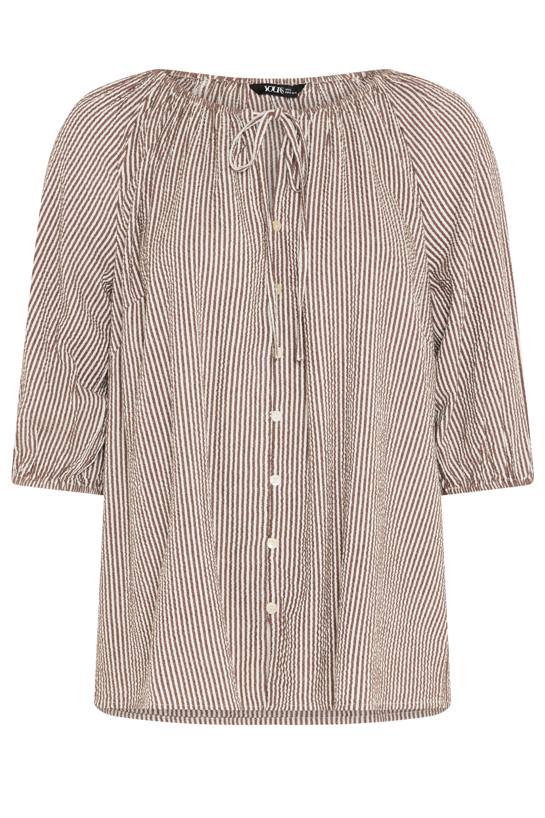 YOURS Plus Size Brown Stripe Tie Front Top | Yours Clothing 5