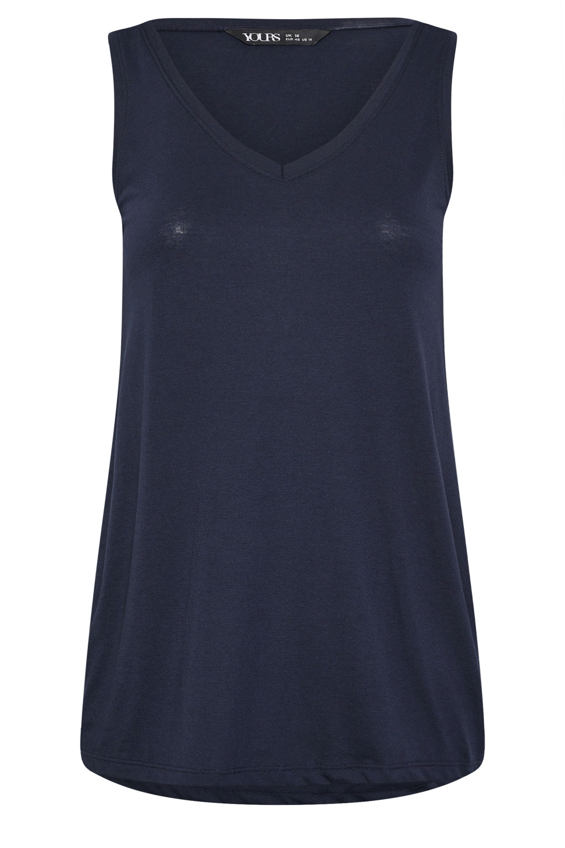 YOURS Plus Size Navy Blue V-Neck Core Vest Top | Yours Clothing 5
