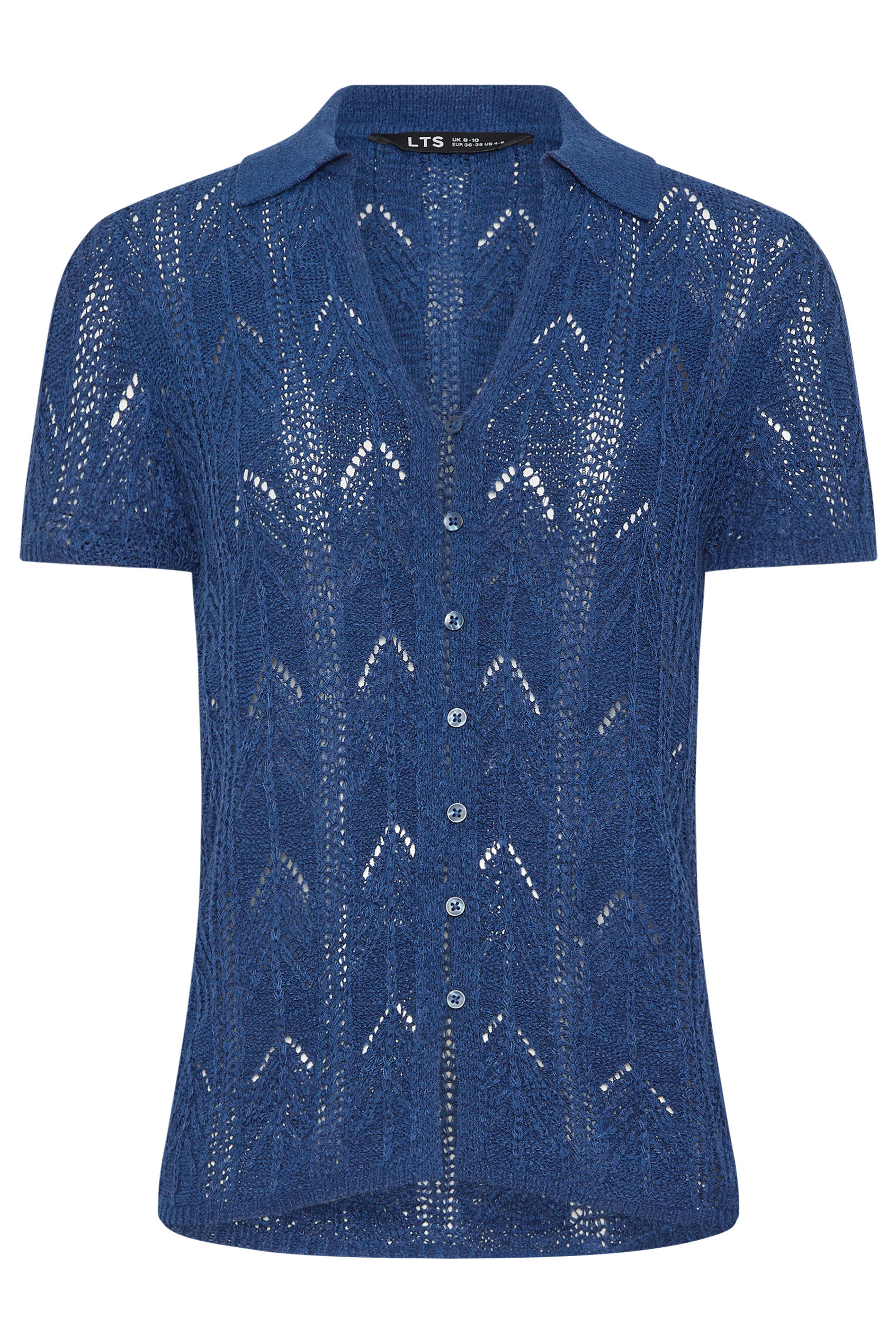 LTS Tall Women's Navy Blue Knitted Polo Cardigan | Long Tall Sally 5