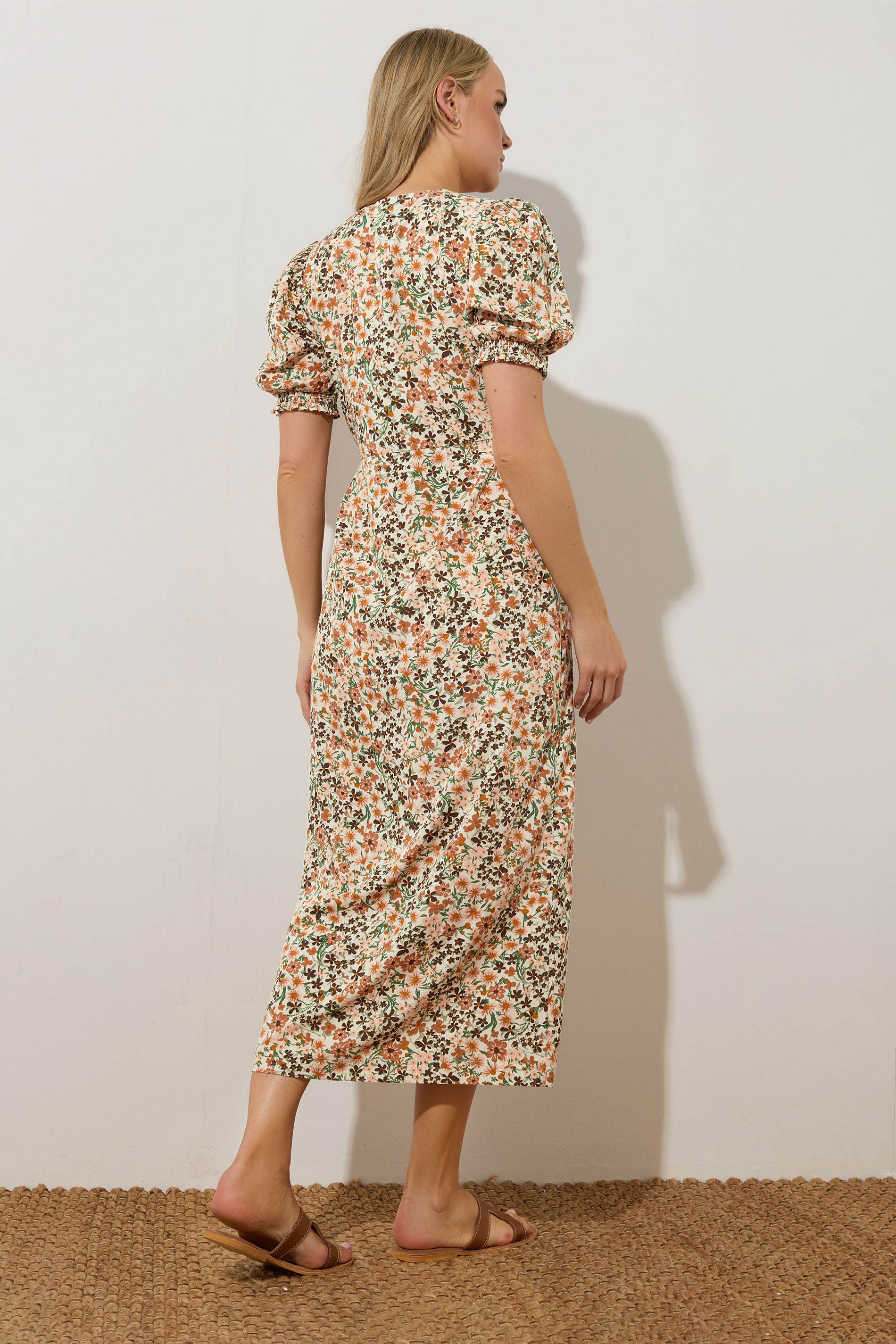 LTS Tall Rust Orange Ditsy Floral Tea Maxi Dress | Long Tall Sally 2