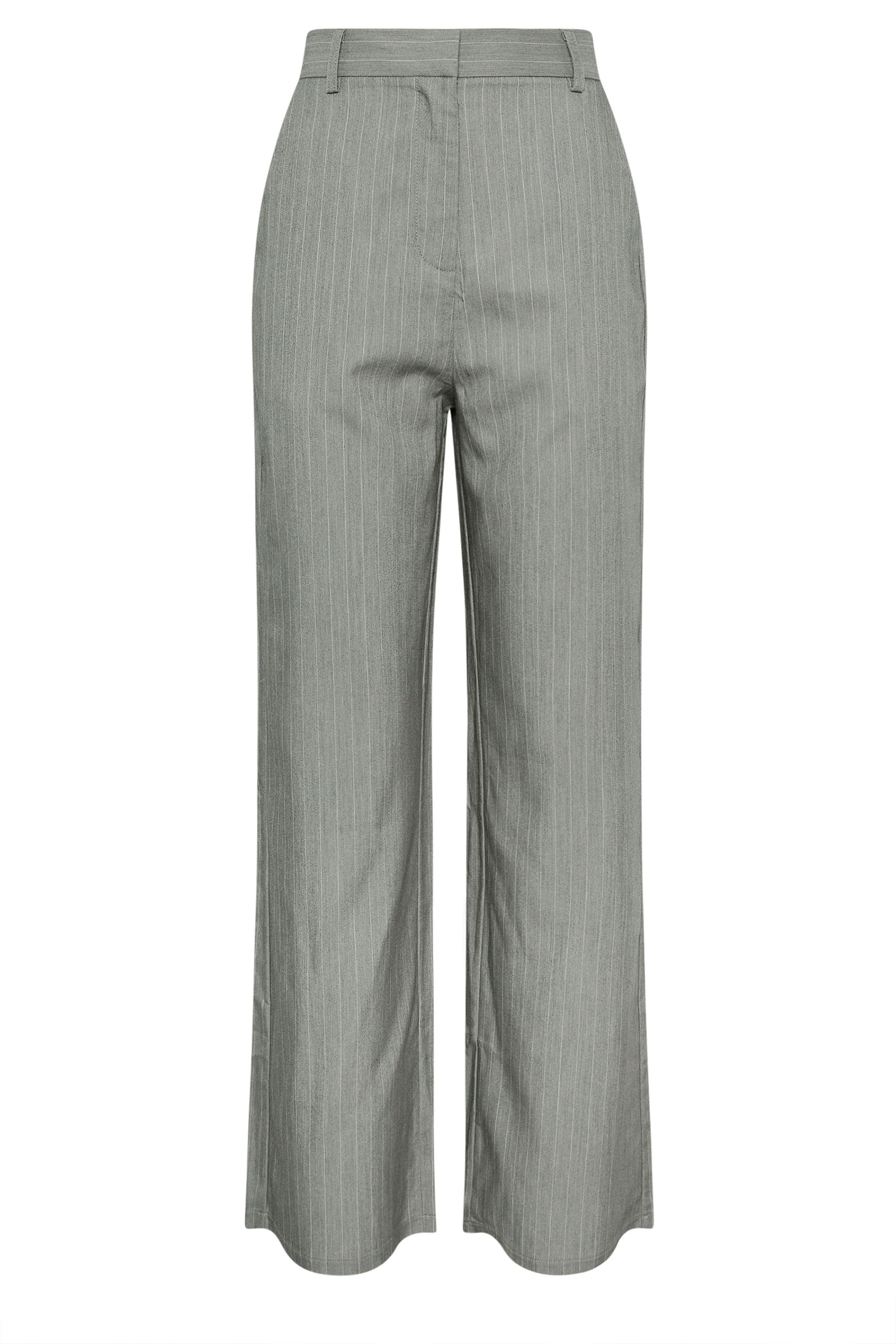 LTS PREMIUM Tall Grey Stripe Wide Leg Trousers | Long Tall Sally 7