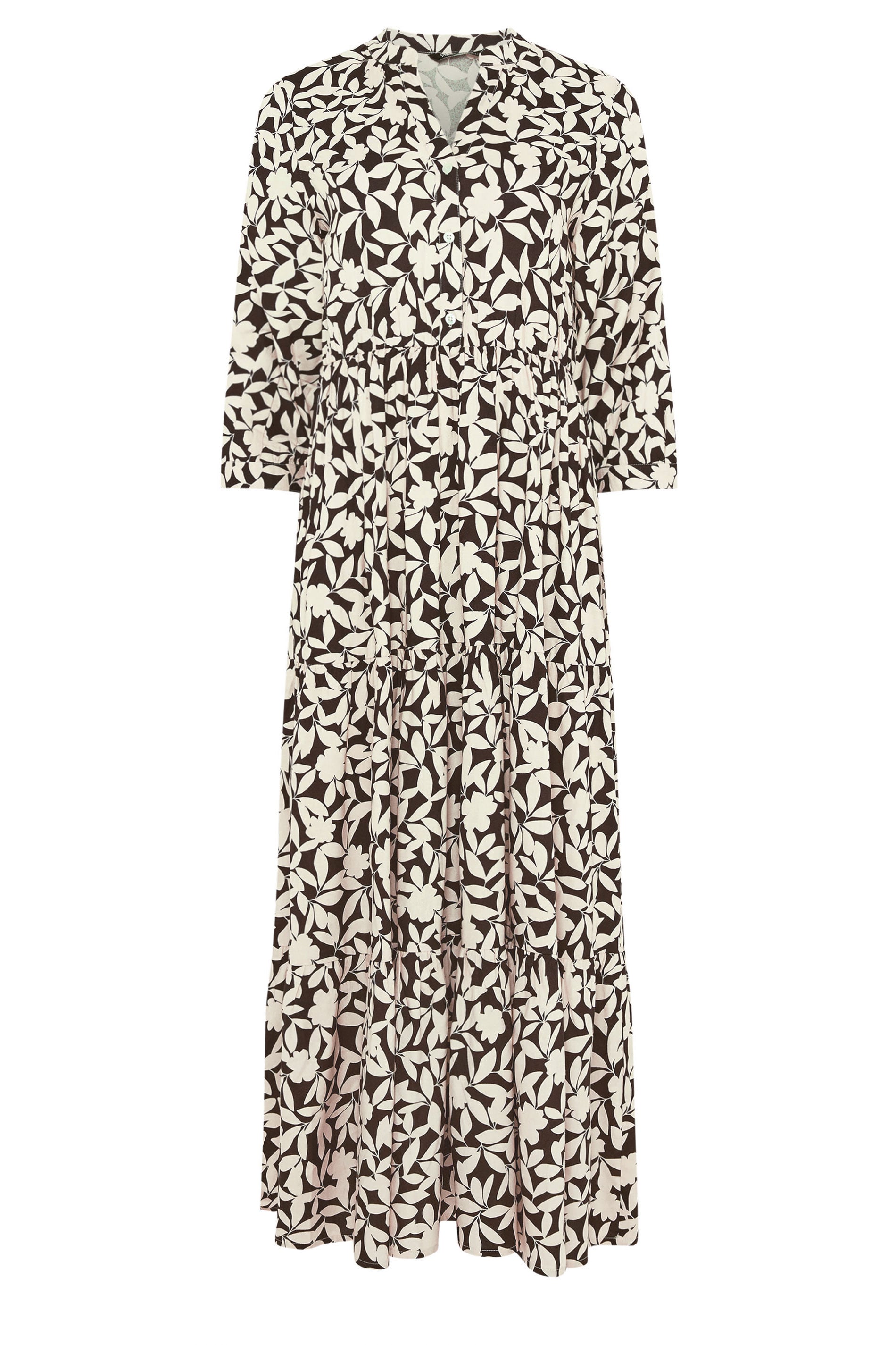 M&Co Brown Floral Tiered Maxi Dress | M&Co 5