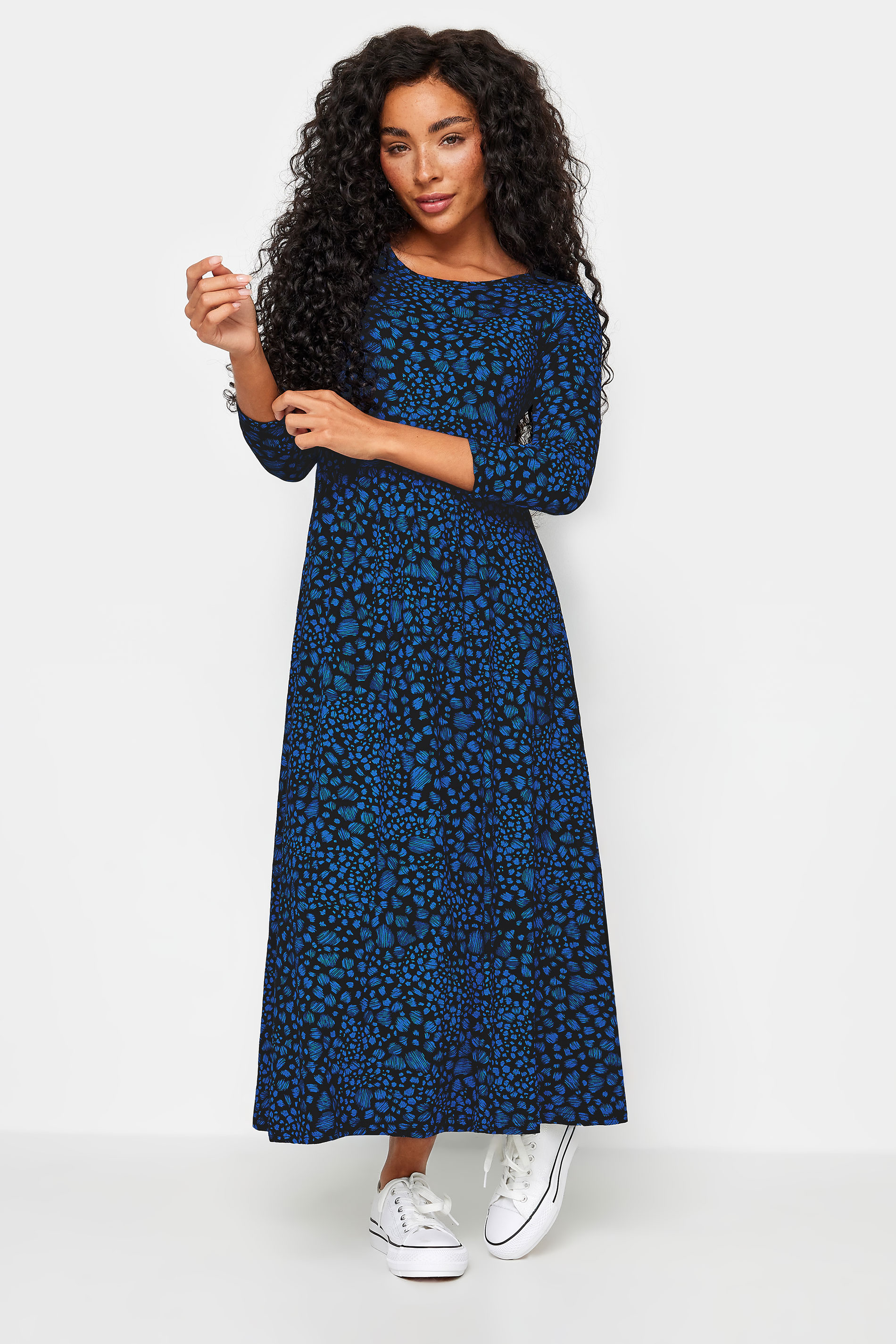 M&Co Petite Blue Spot Markings Midi Dress | M&Co 1