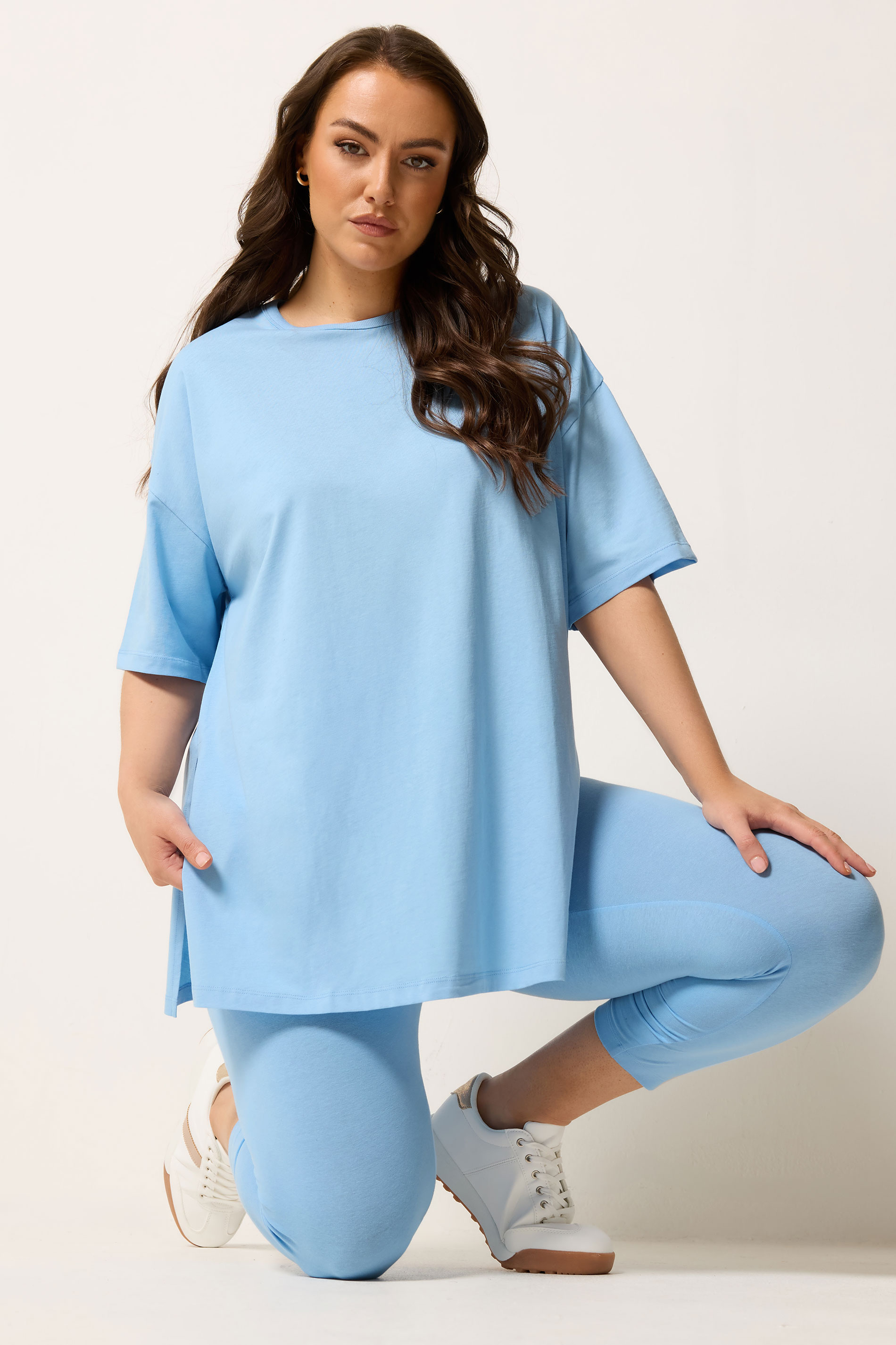 YOURS Plus Size Blue Longline T-Shirt | Yours Clothing 3