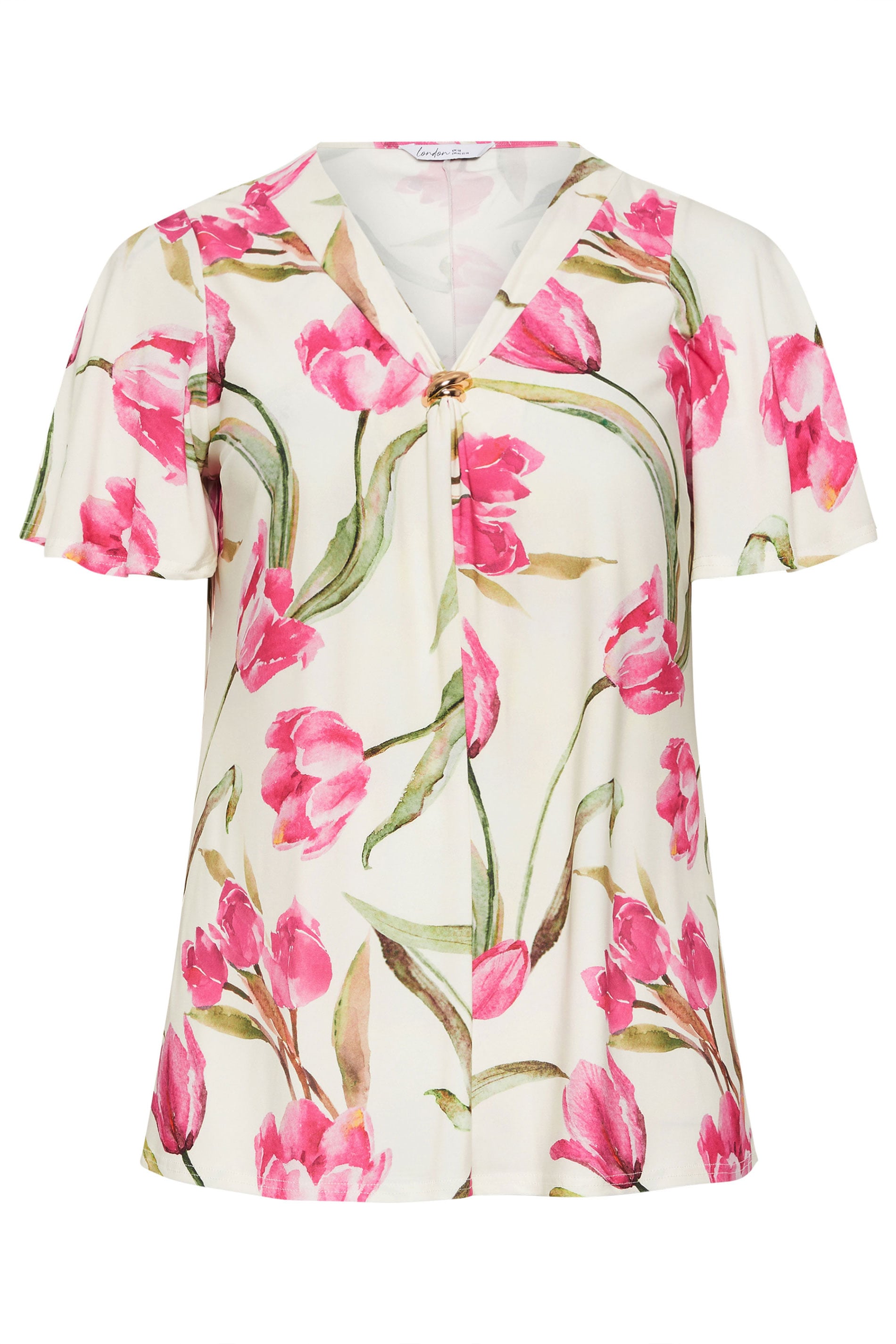 YOURS LONDON Plus Size White Floral Buckle Swing Top | Yours Clothing 5