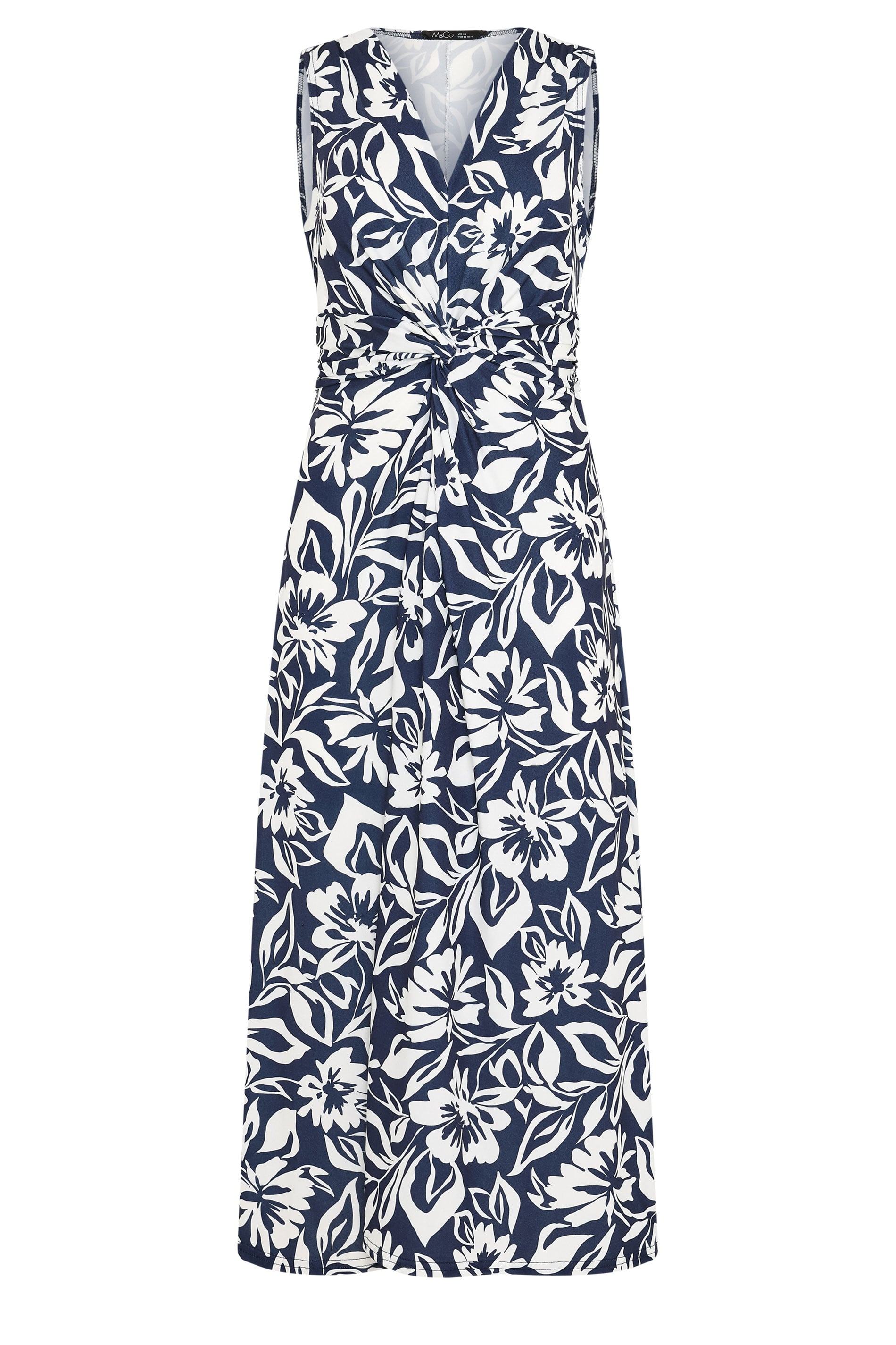 M&Co Petite Navy Blue Floral Twist Front Maxi Dress | M&Co 5