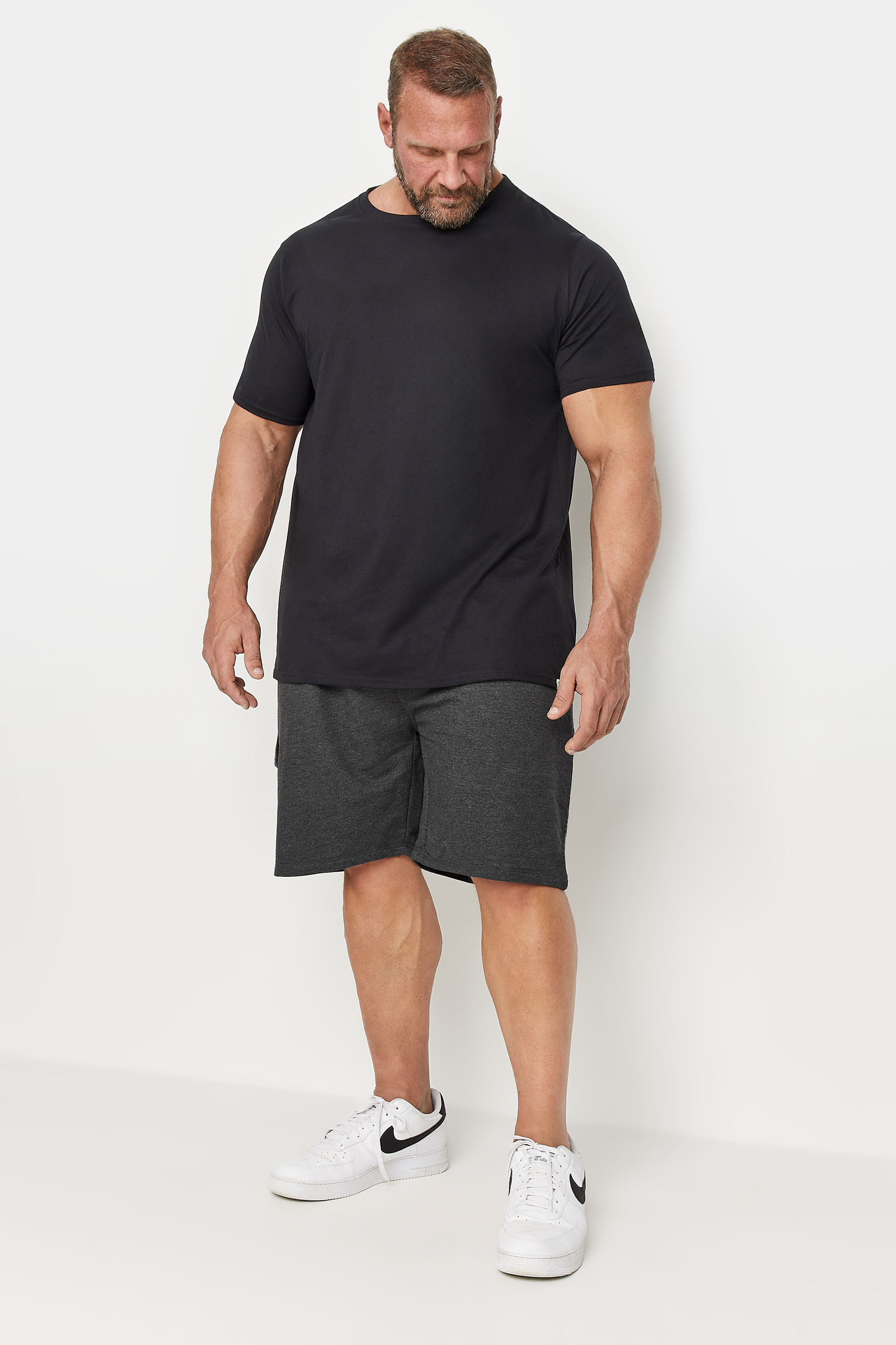 D555 Big & Tall Grey Cotton Jogger Shorts | BadRhino 1