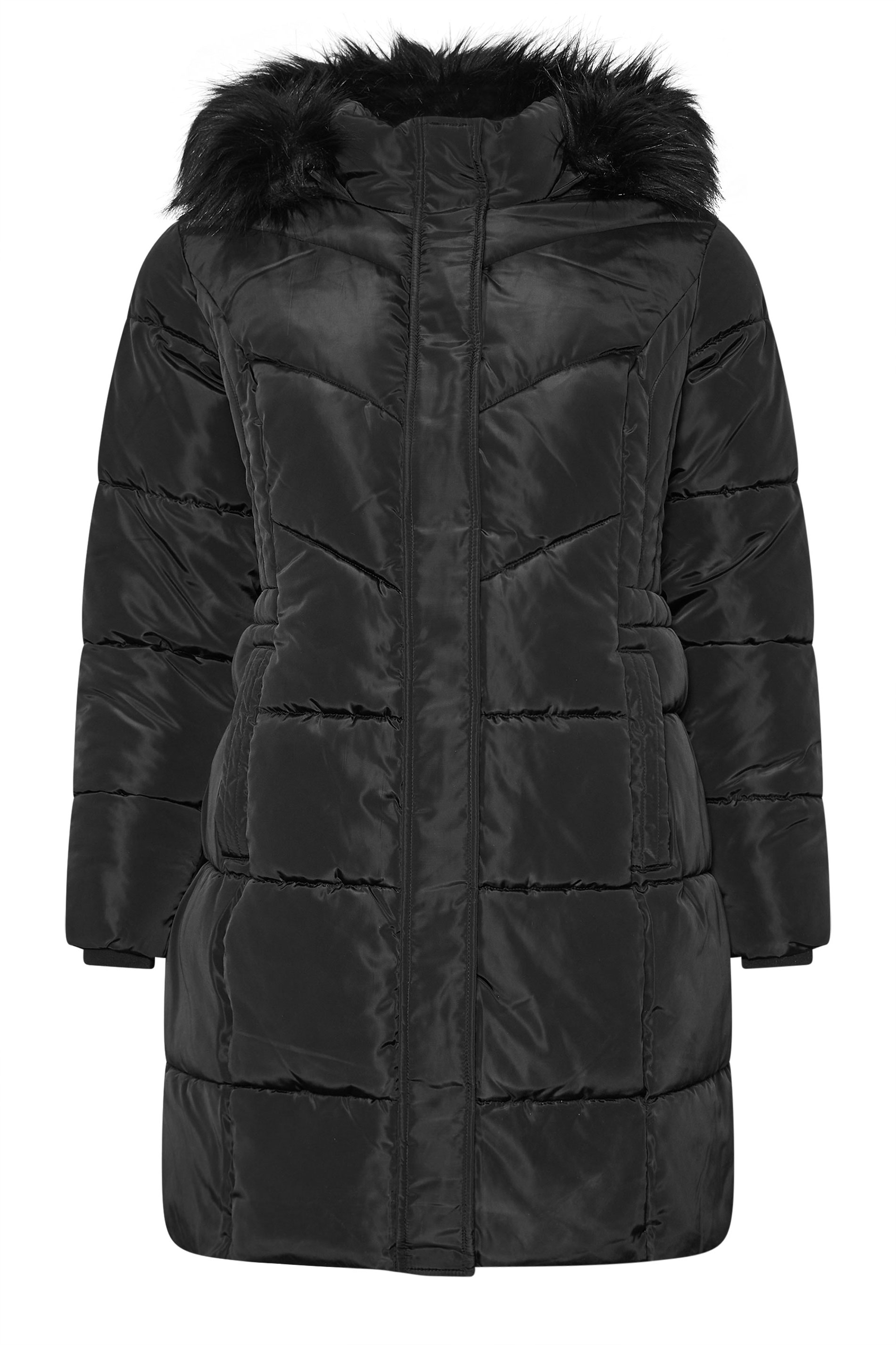 YOURS Plus Size Black Puffer Midi Coat | Yours Clothing 5