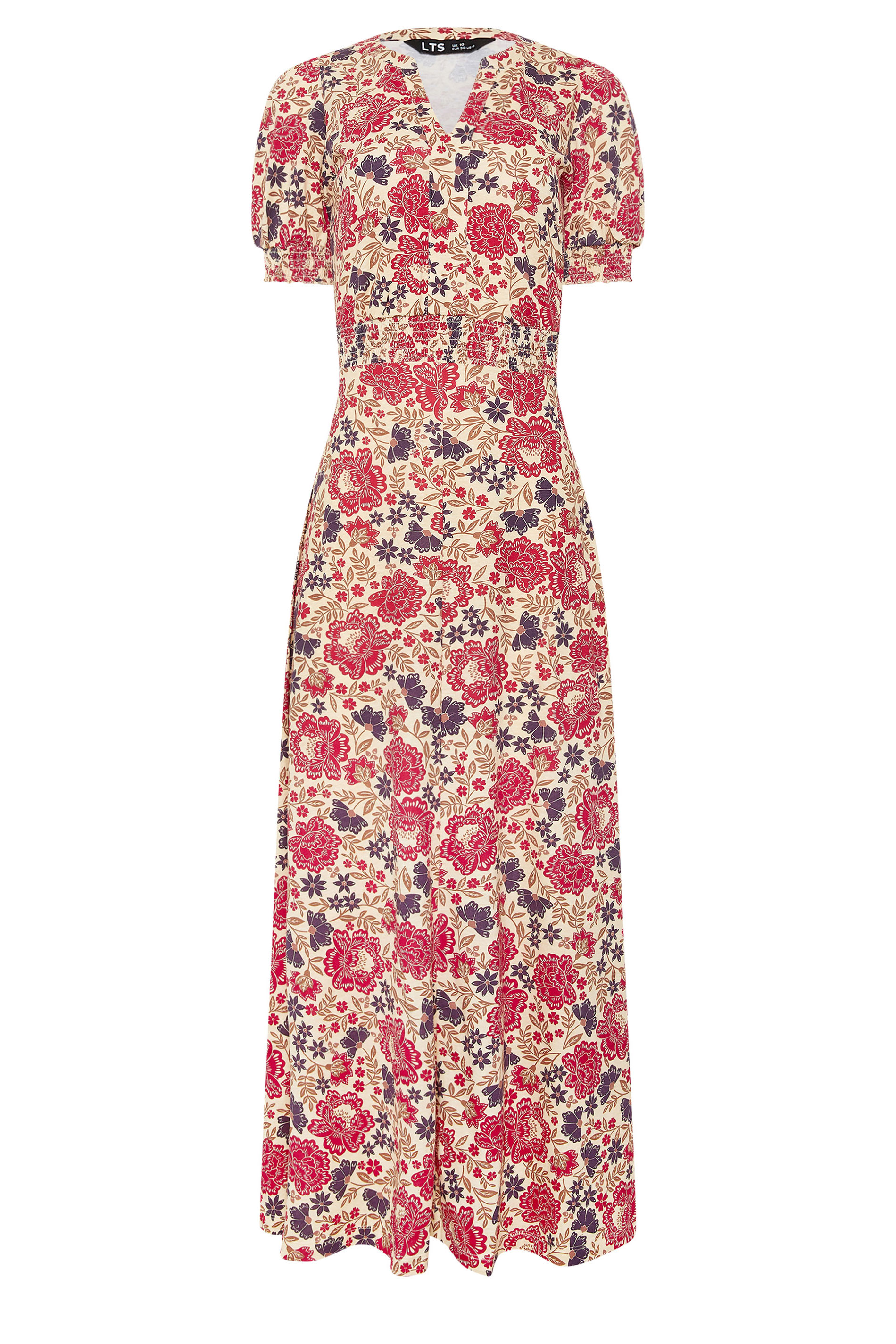 LTS Tall Women's Natural Brown & Pink Floral Cotton Maxi Dress | Long Tall Sally 5