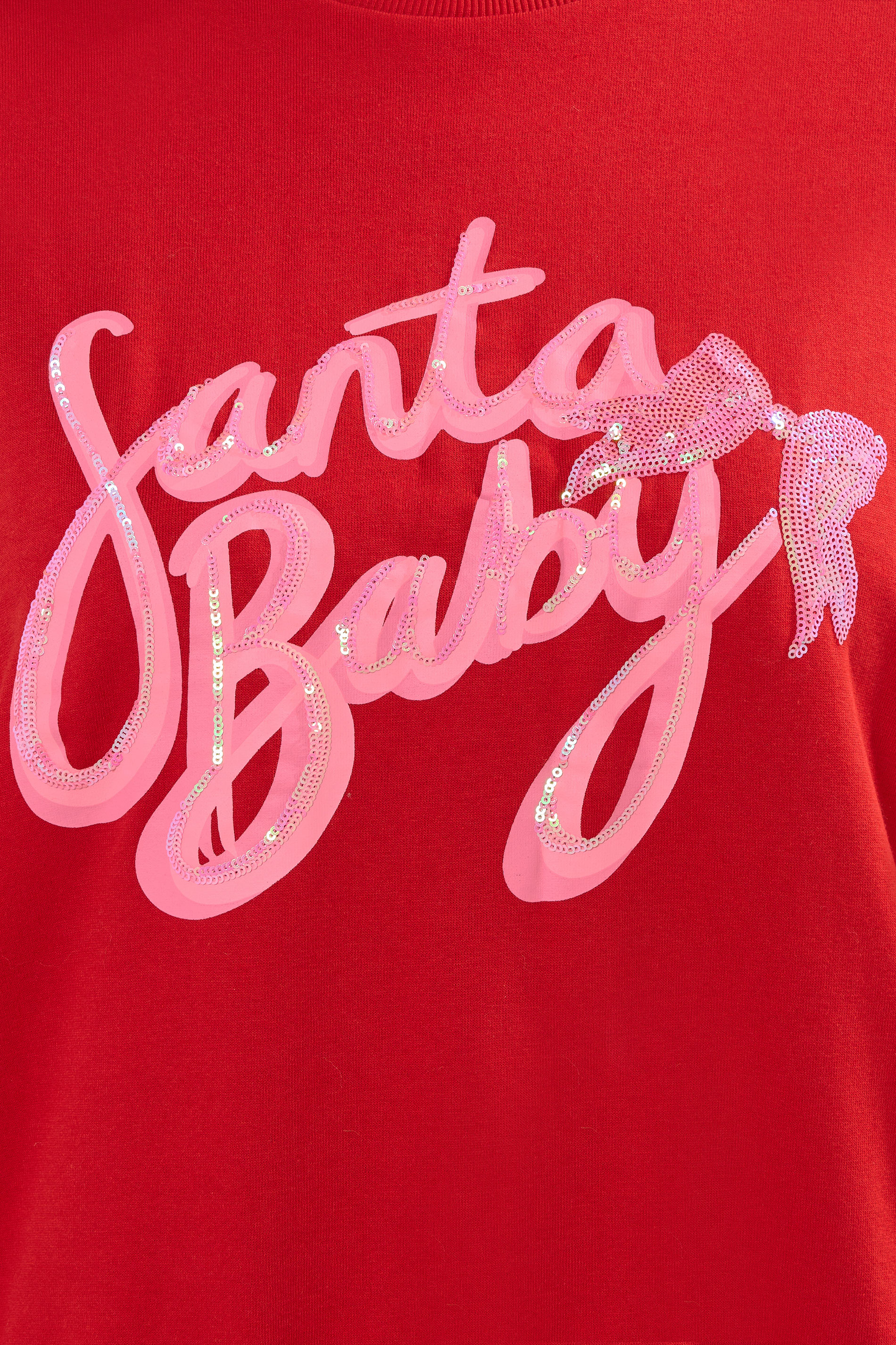 YOURS Plus Size Red 'Santa Baby' Slogan Sweatshirt | Yours Clothing 5