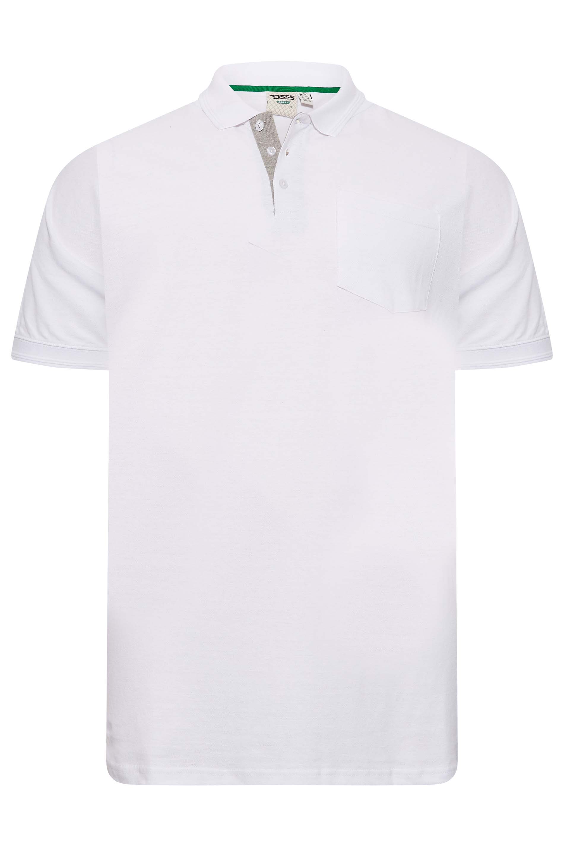 D555 Big & Tall White Basic Polo Shirt | BadRhino 2
