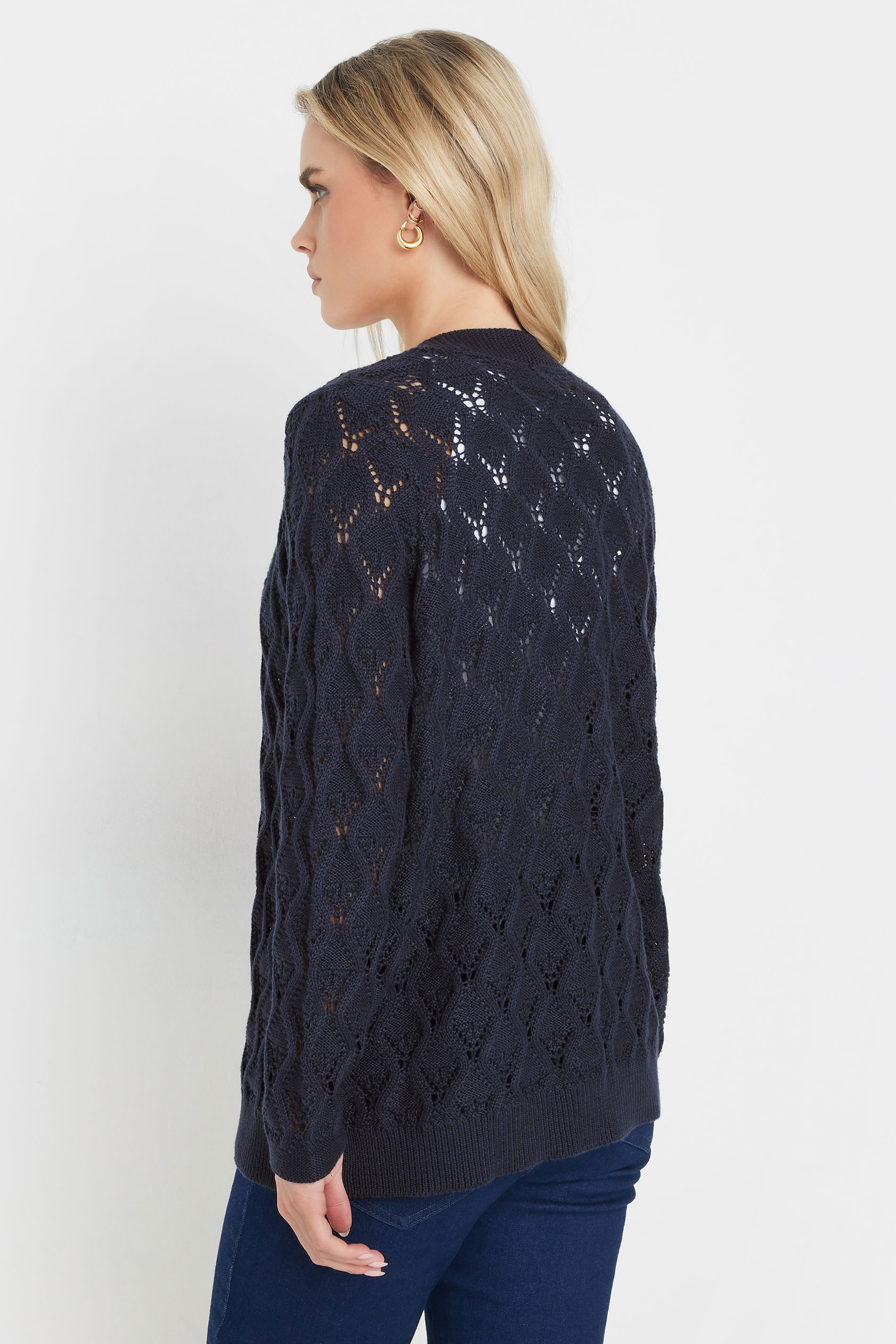 M&Co Petite Navy Blue Crochet Cardigan | M&Co 2