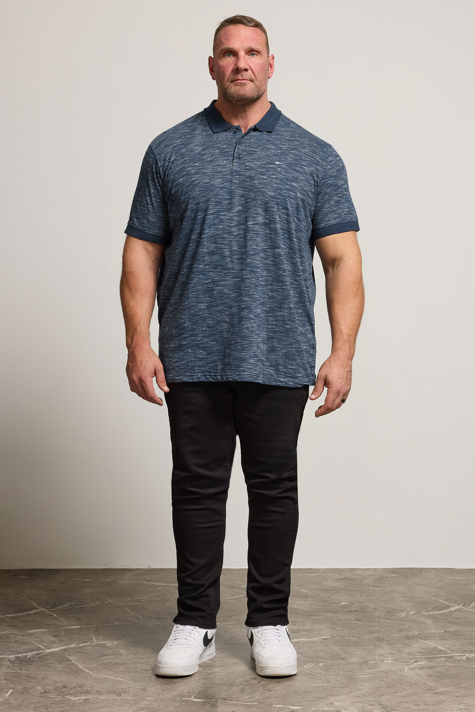 BadRhino Big & Tall Navy Blue Marl Polo Shirt | BadRhino 1