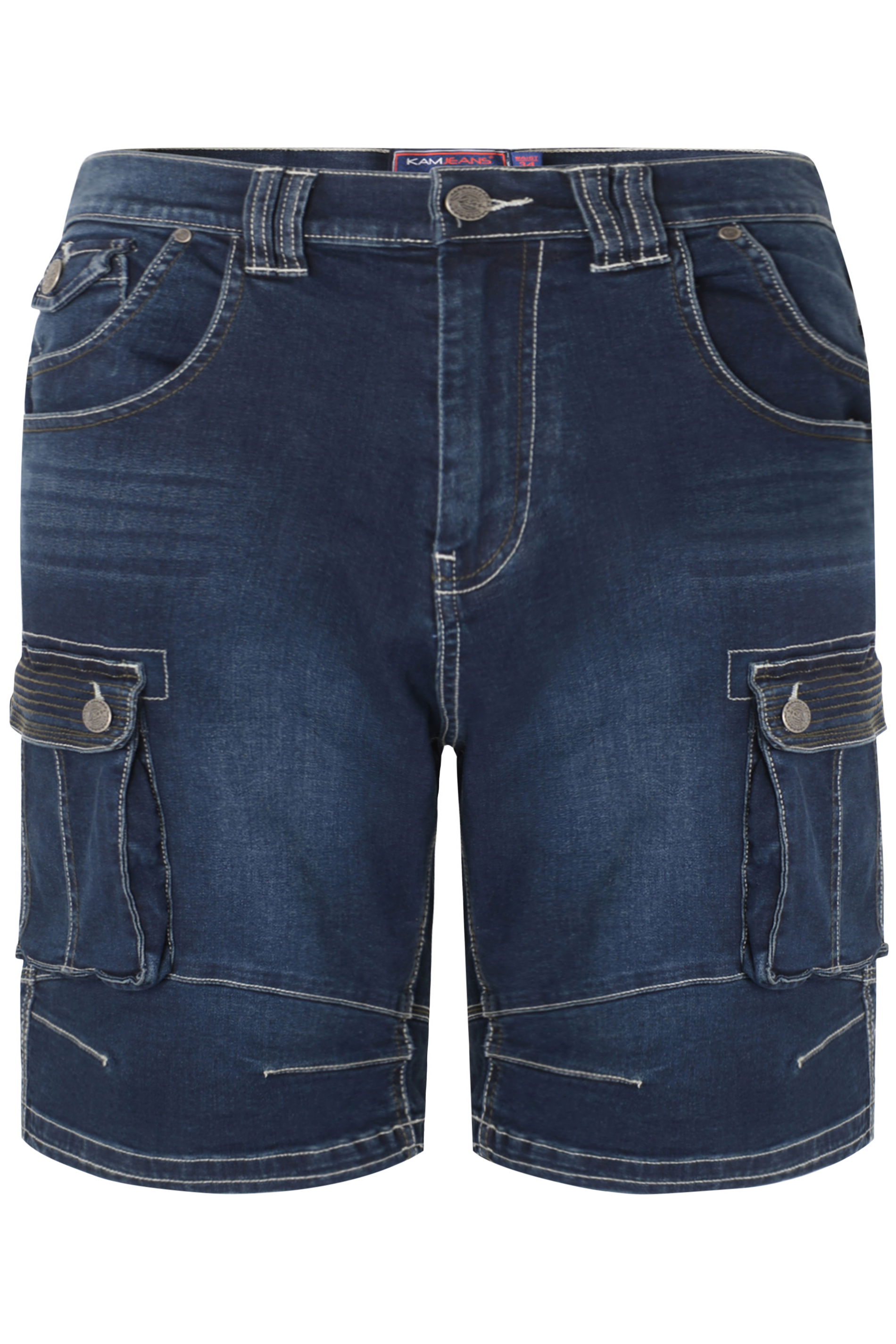 KAM Dark Blue Cargo Denim Shorts | BadRhino 2