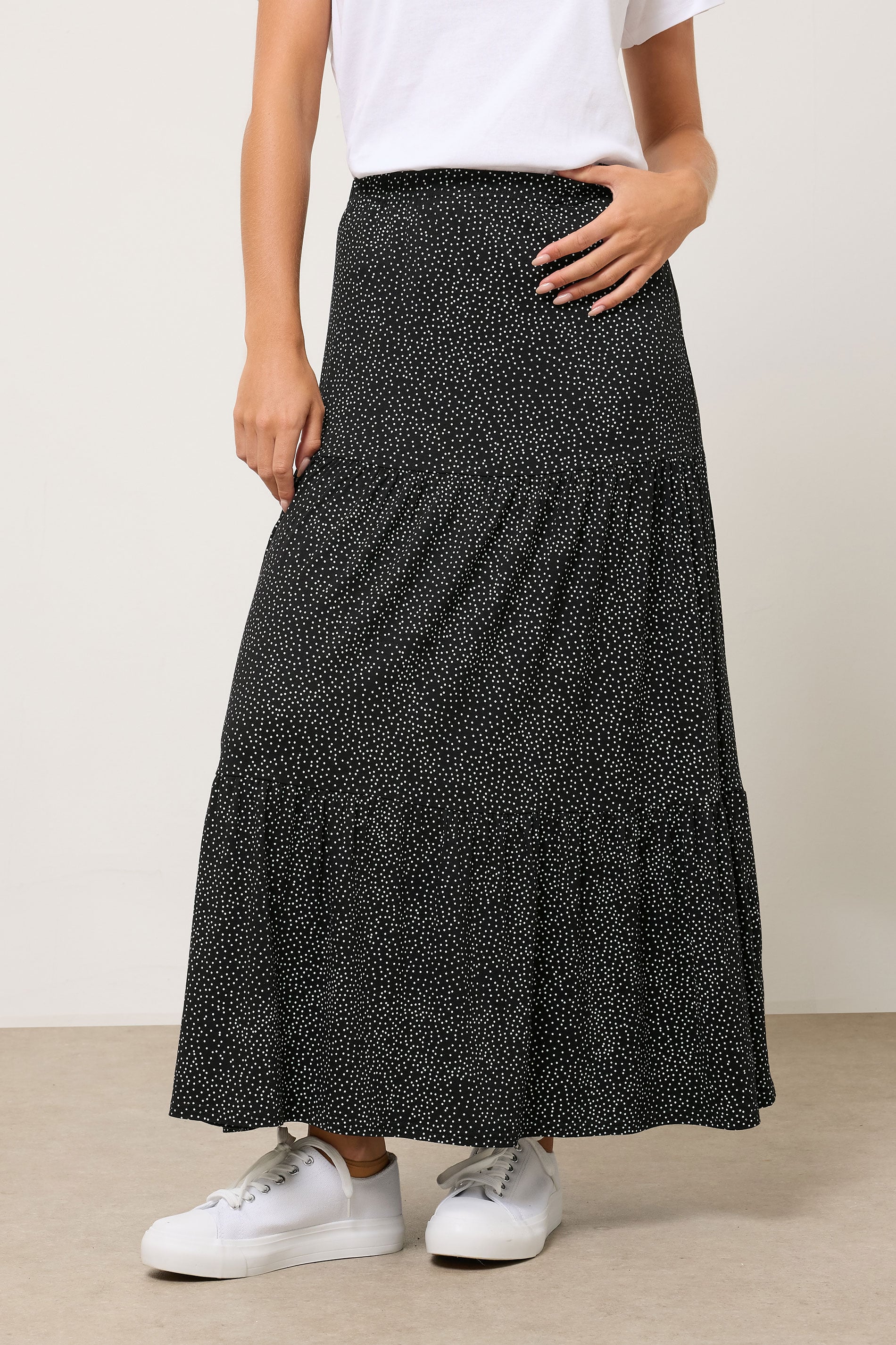 M&Co Petite Black Spot Print Maxi Skirt | M&Co 3