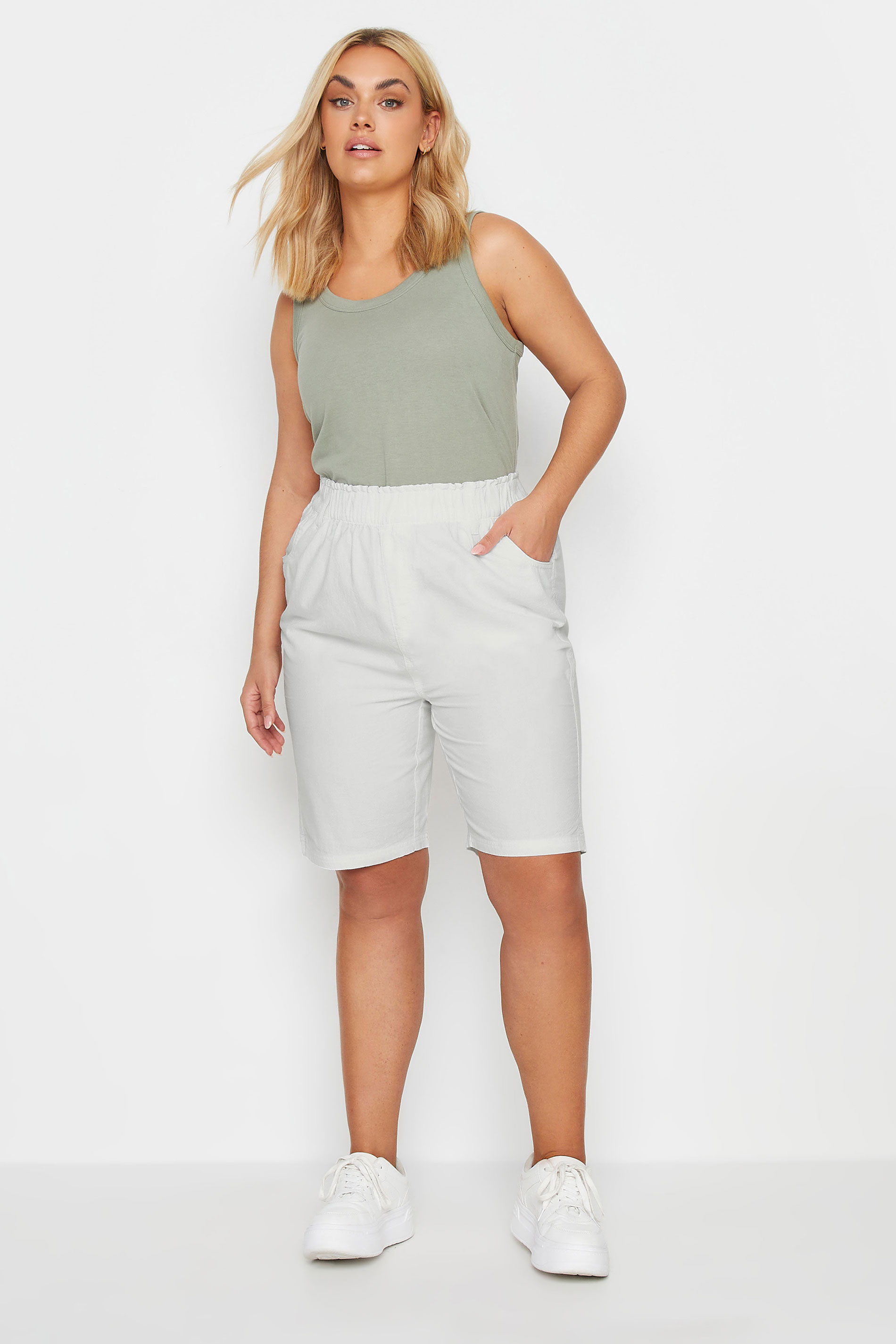 YOURSET 2 PACK Plus Size Black & White Cool Cotton Shorts | Yours Clothing 5