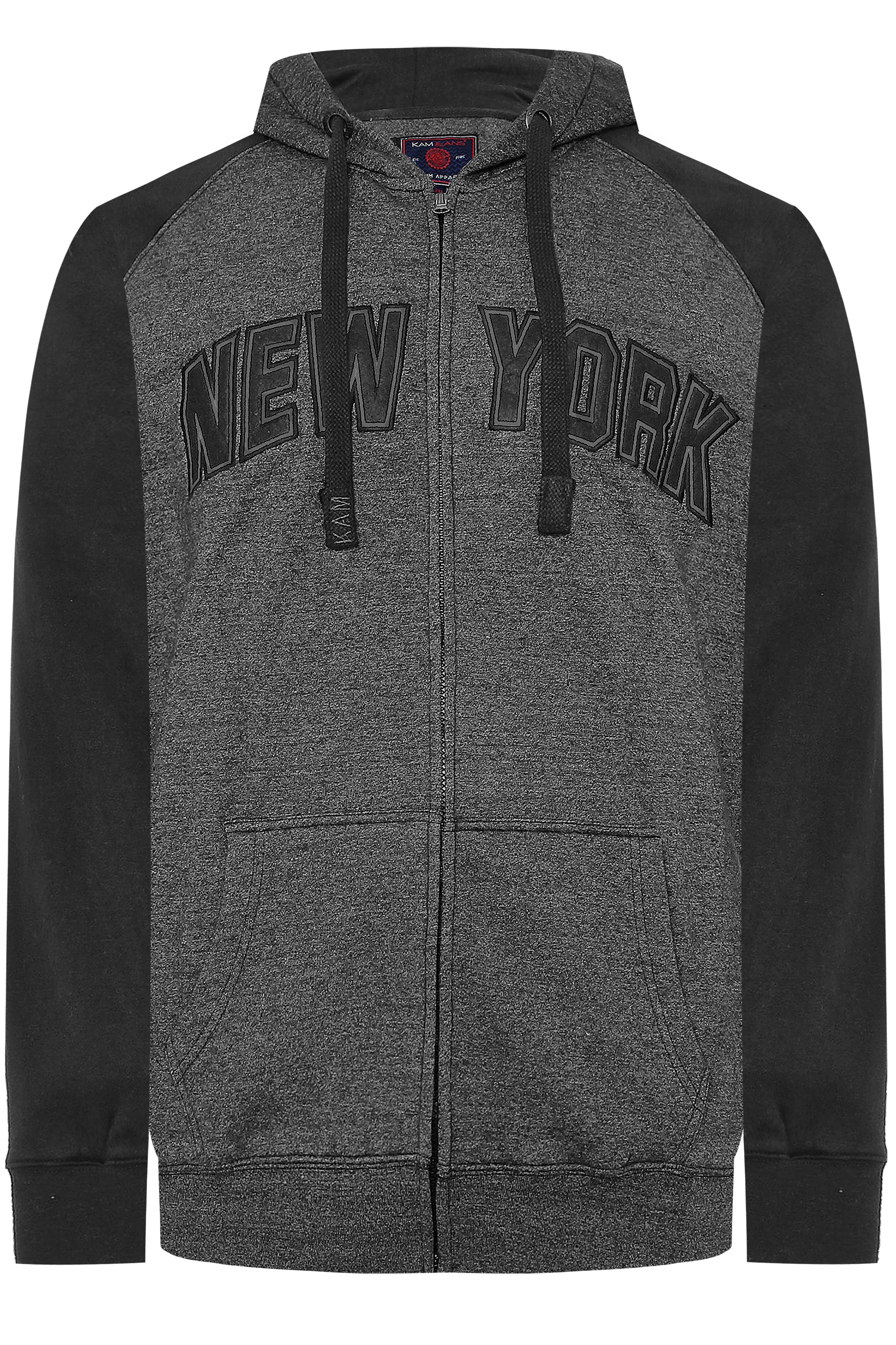 KAM Grey New York  Zip Through Hoodie | BadRhino 2