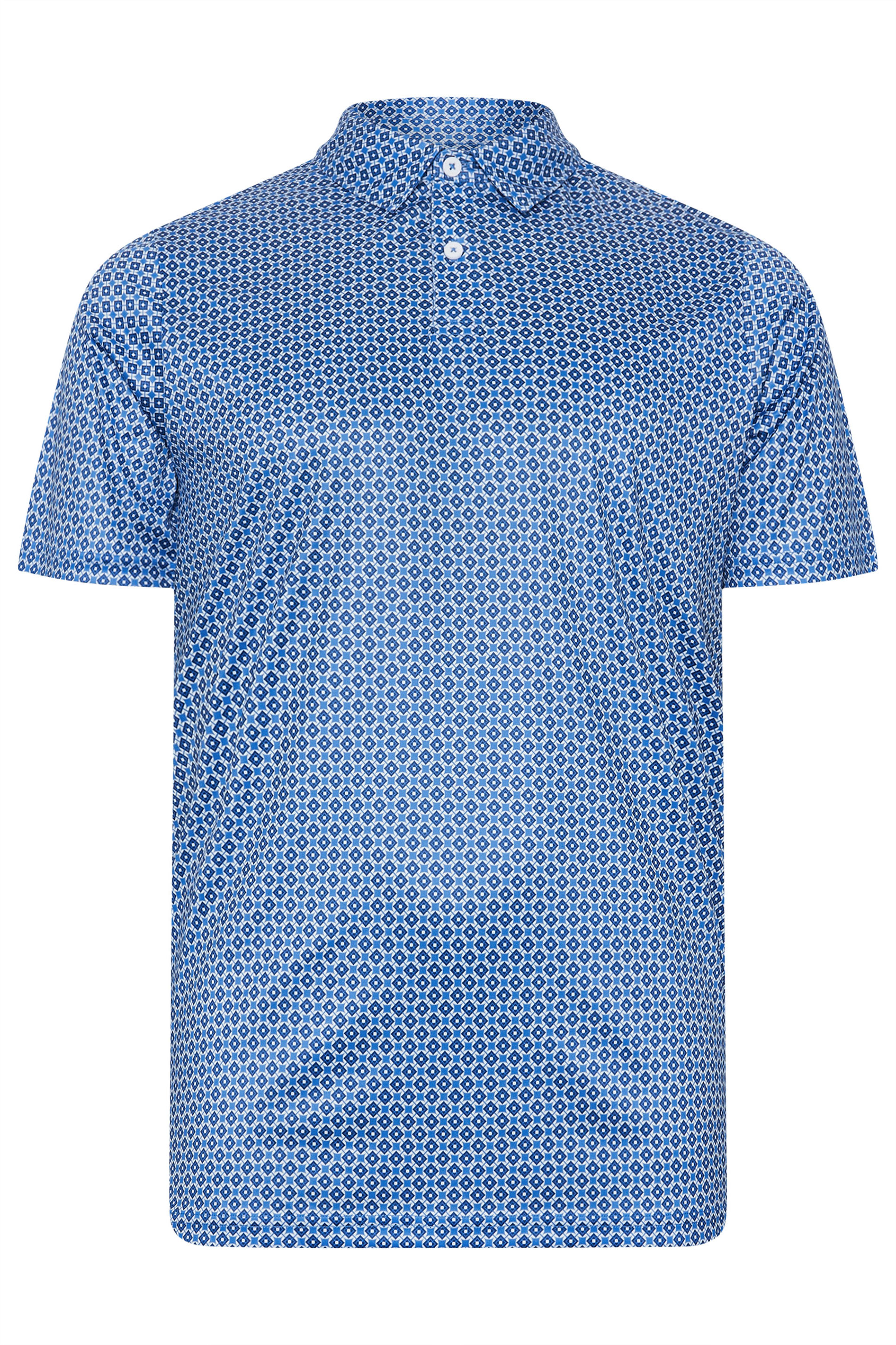 BadRhino Golf Big & Tall Blue Geometric Print Polo Shirt | BadRhino 2