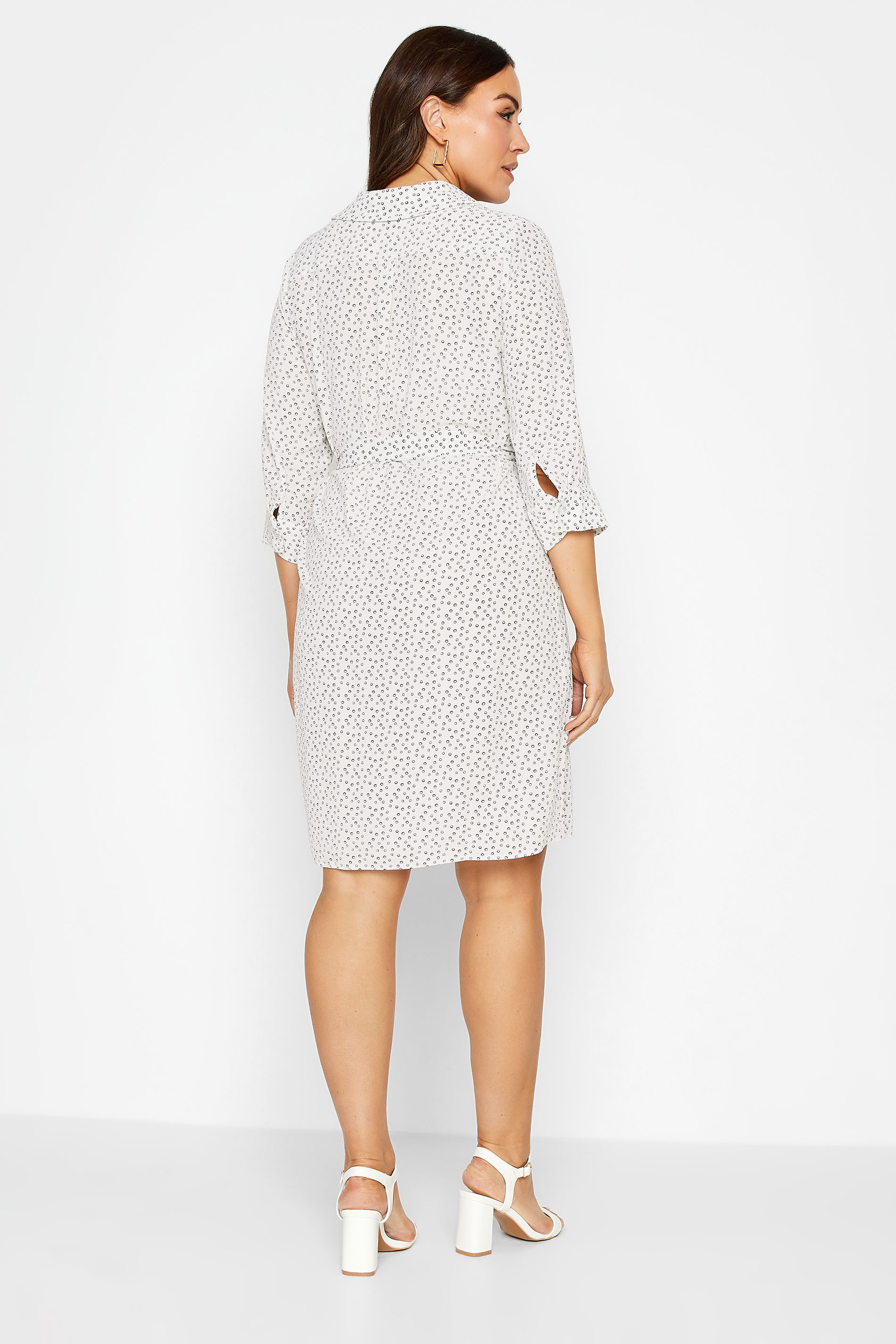 M&Co White Spot Print Tie Waist Tunic Shirt Dress | M&Co 3