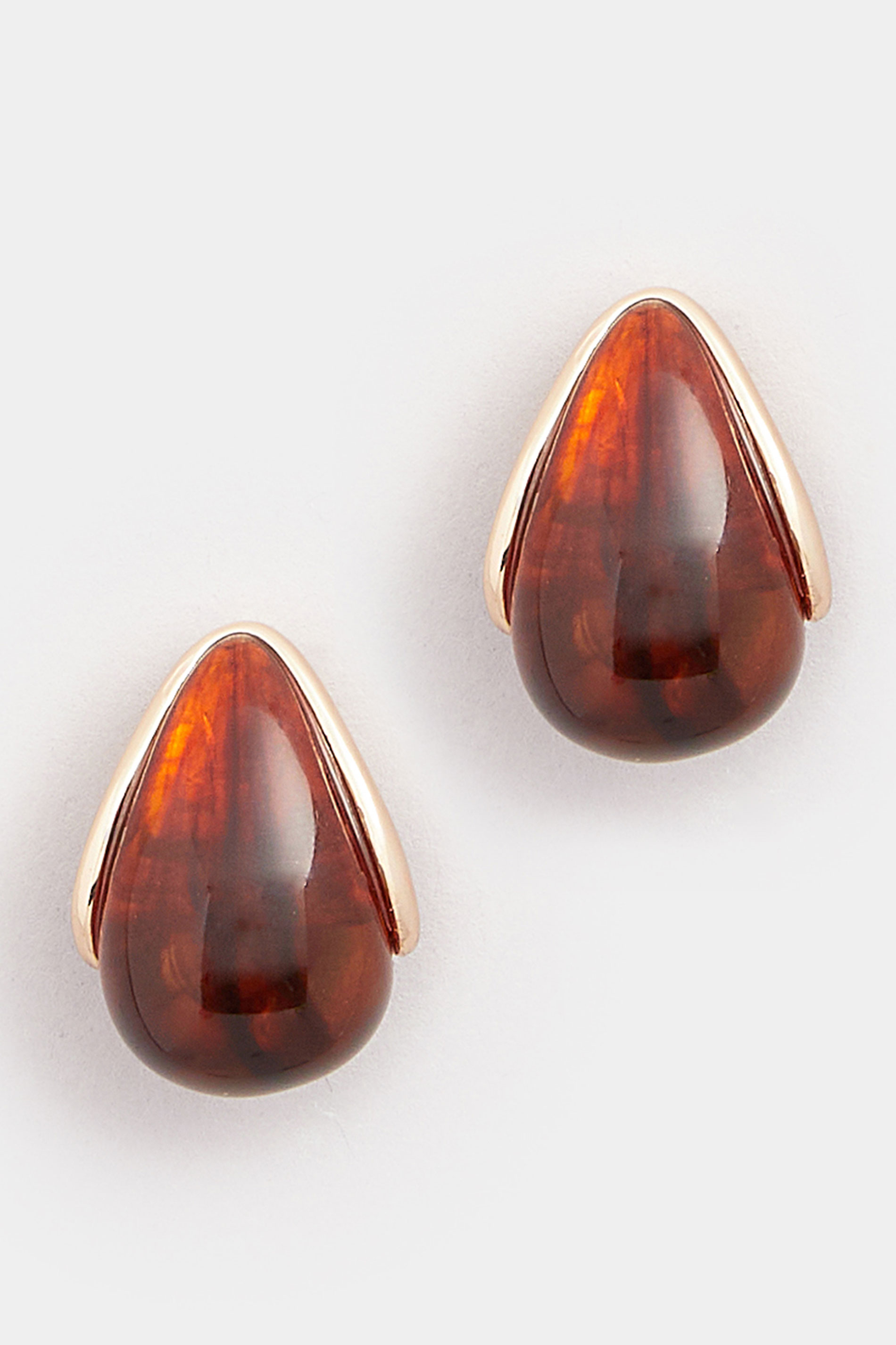 Gold Tone Tortoise Shell Teardrop Stud Earrings | Yours Clothing 3