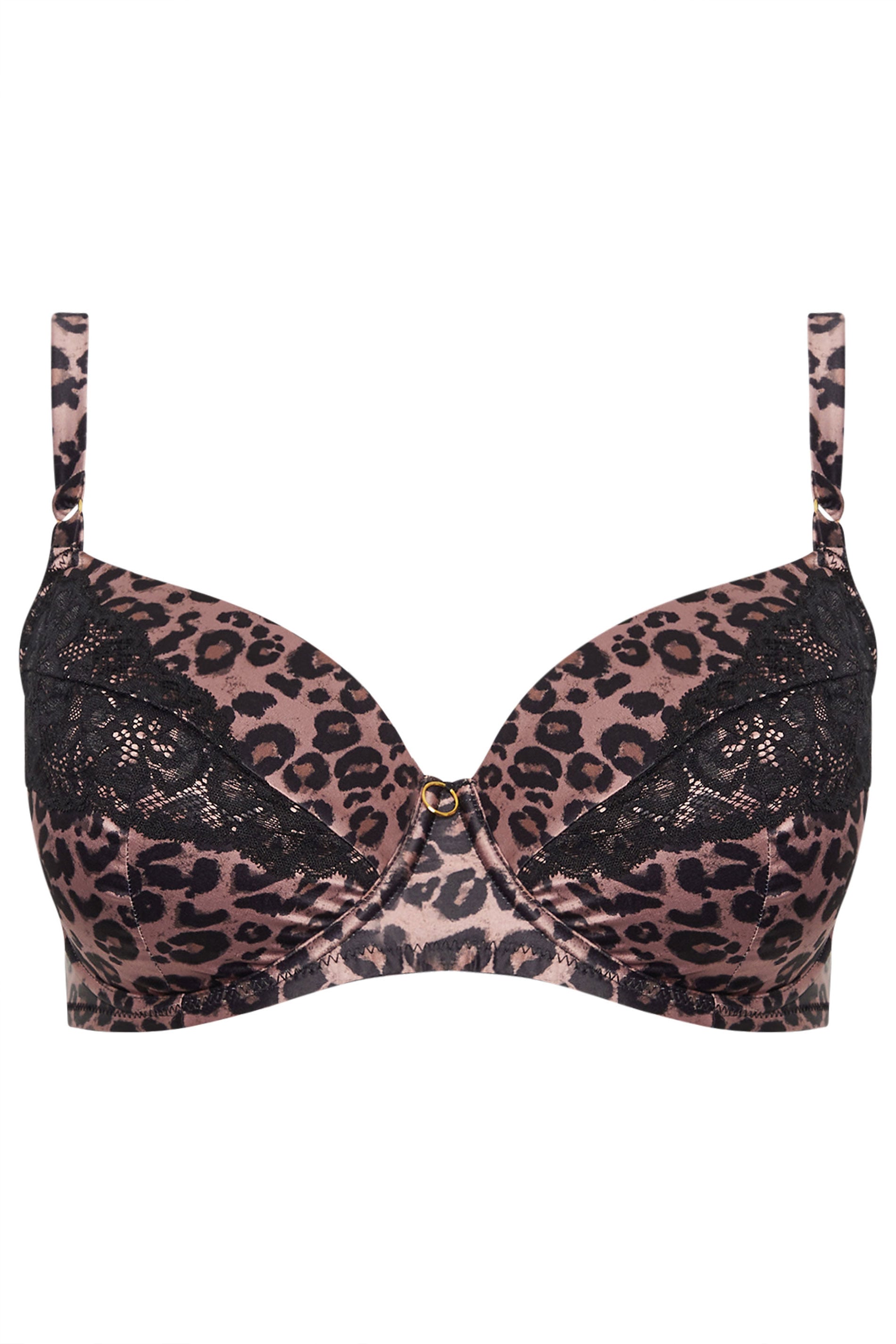 YOURS Plus Size Pink Leopard Print Satin T-Shirt Bra | Yours Clothing 6