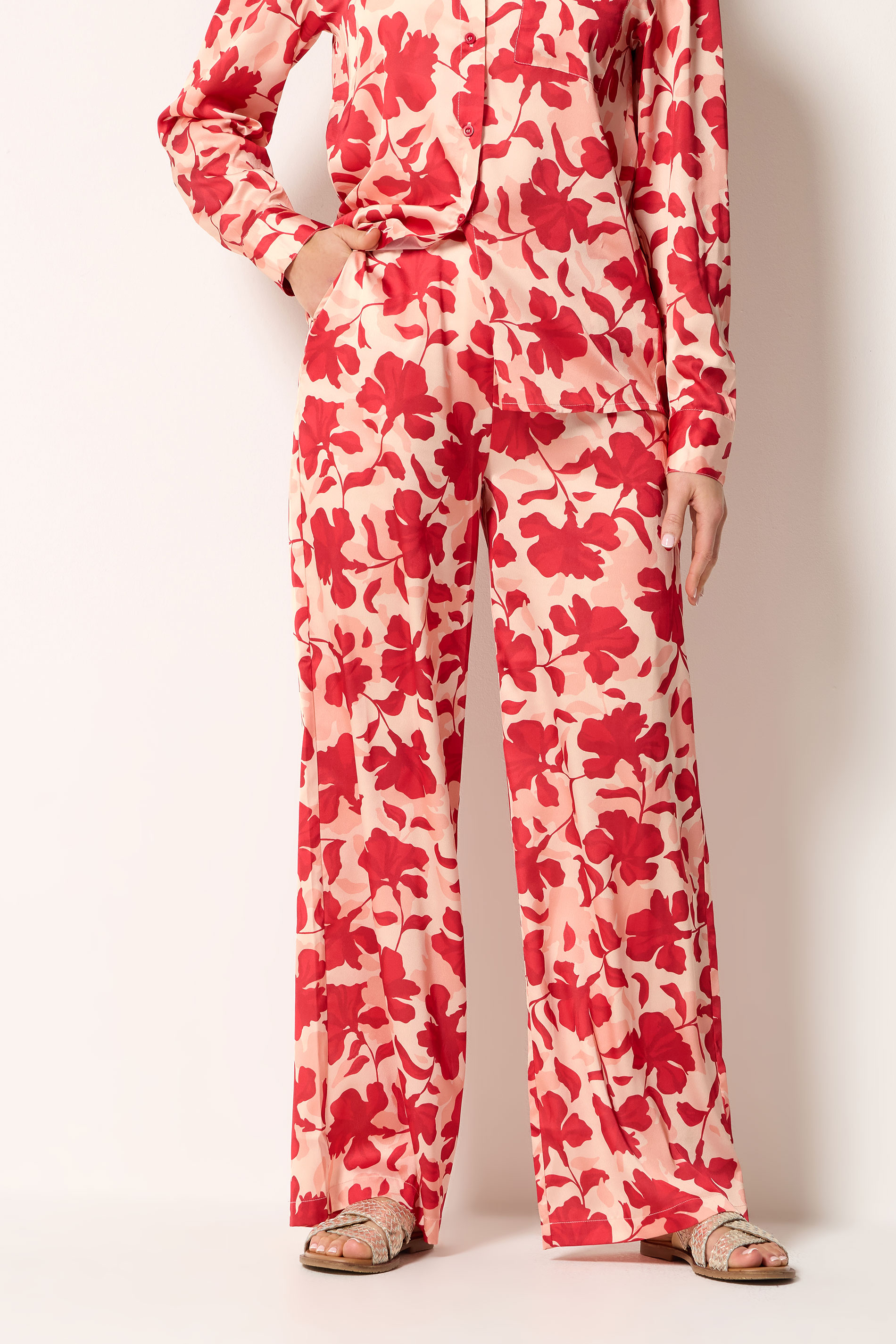 LTS Tall Women's Pink Floral Satin Wide Leg Trousers | Long Tall Sally 2