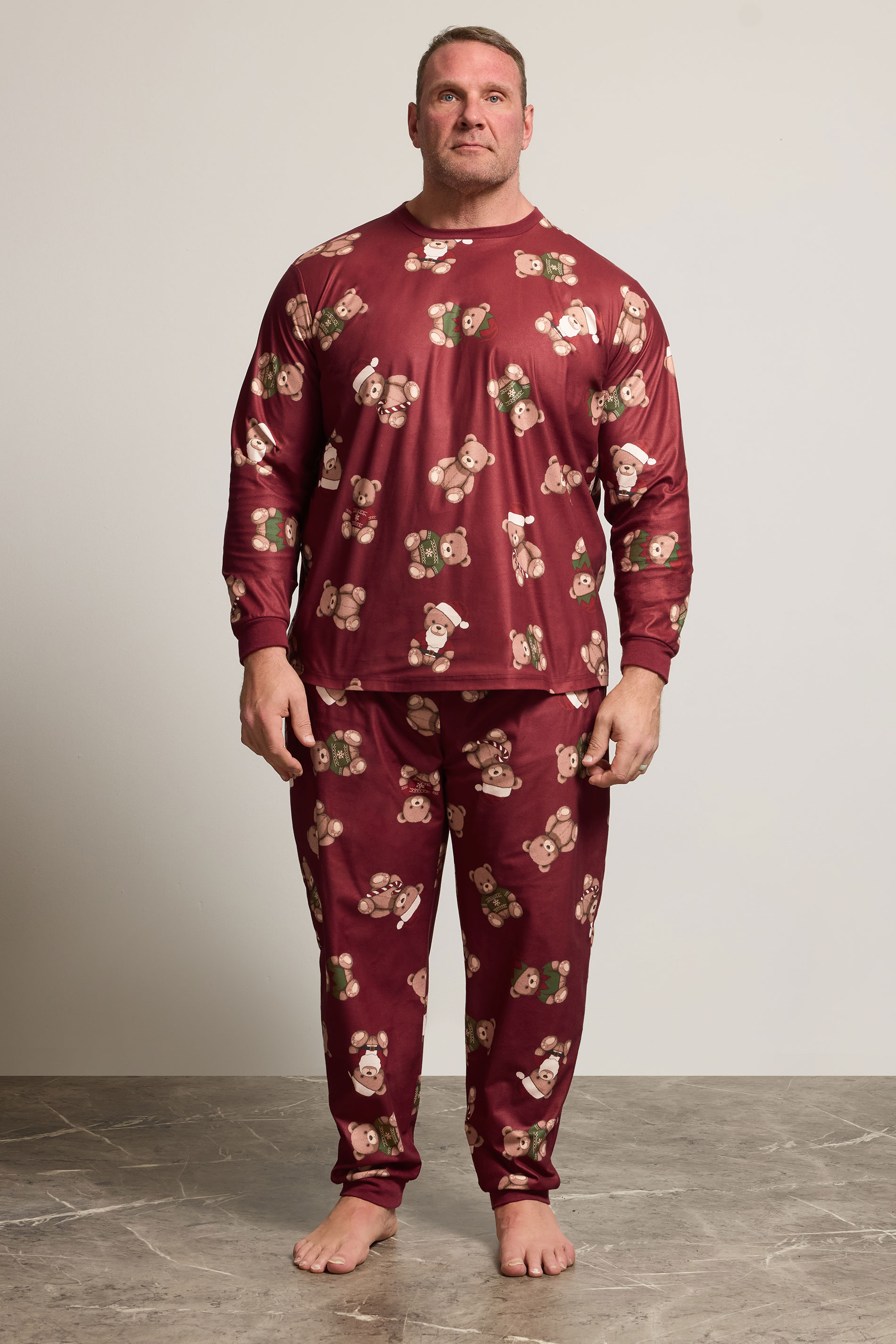 BadRhino Big & Tall Red Teddy Bear Pyjama Set | BadRhino 2