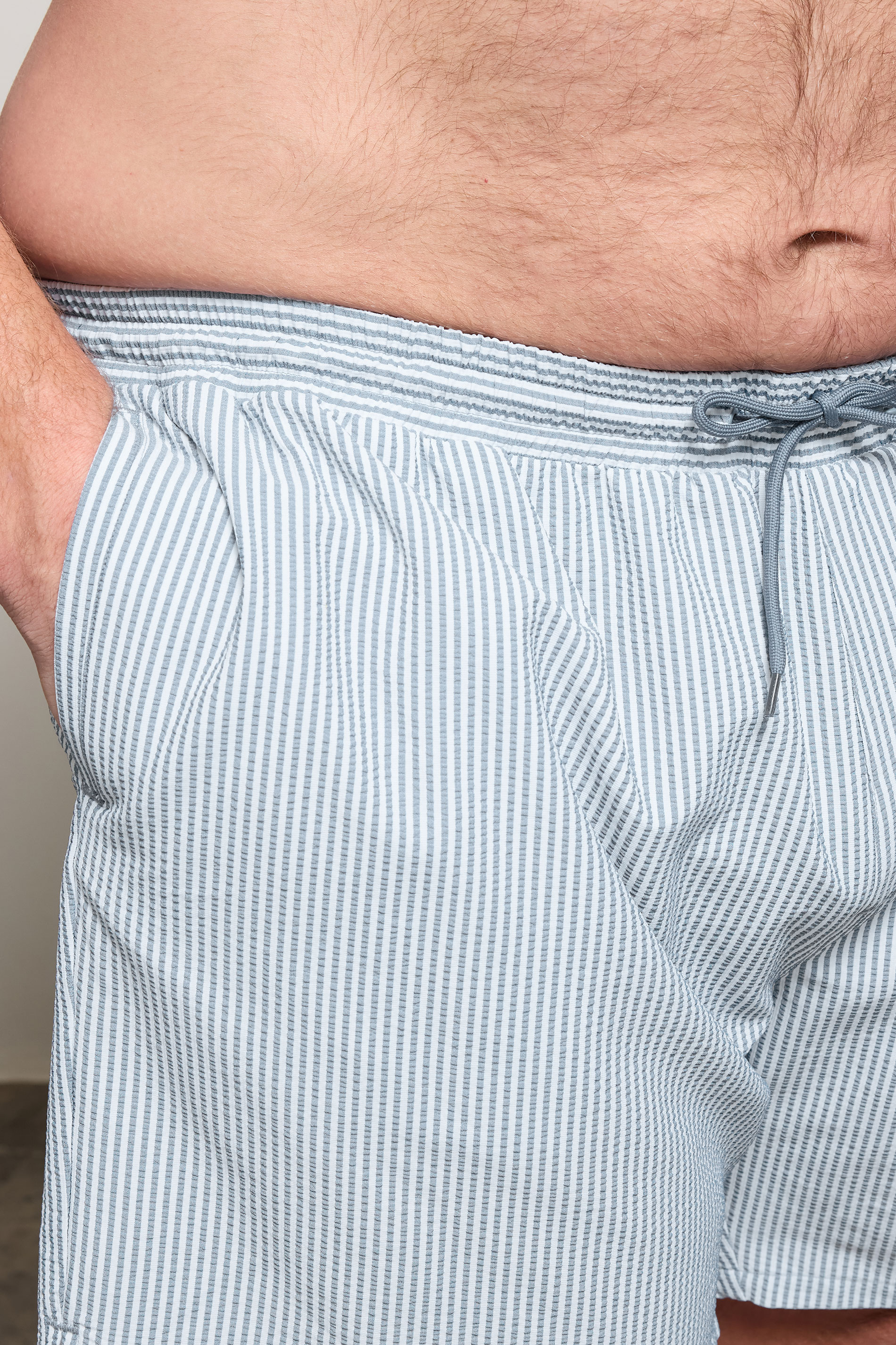 BadRhino Big & Tall Blue Stripe Seersucker Swim Shorts | BadRhino 5
