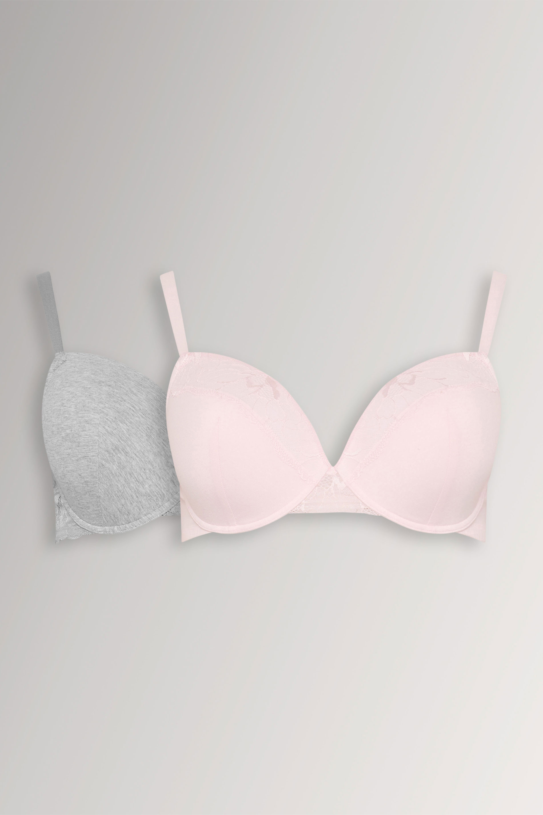 YOURSET 2 PACK Plus Size Pink & Grey Padded Underwired Bras | Yours Clothing 3