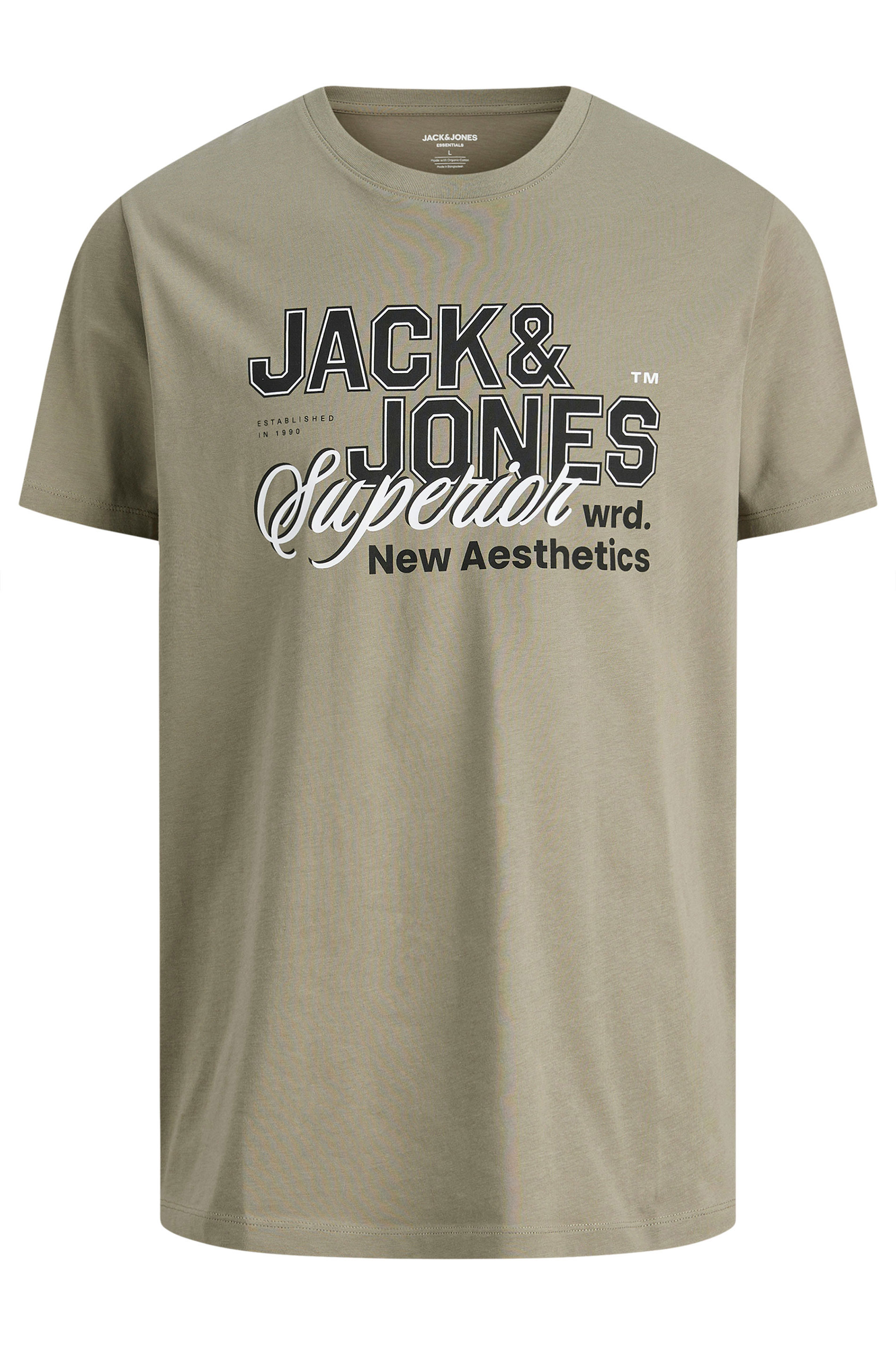 JACK & JONES Big & Tall Vetiver Green Graphic T-Shirt | BadRhino 2