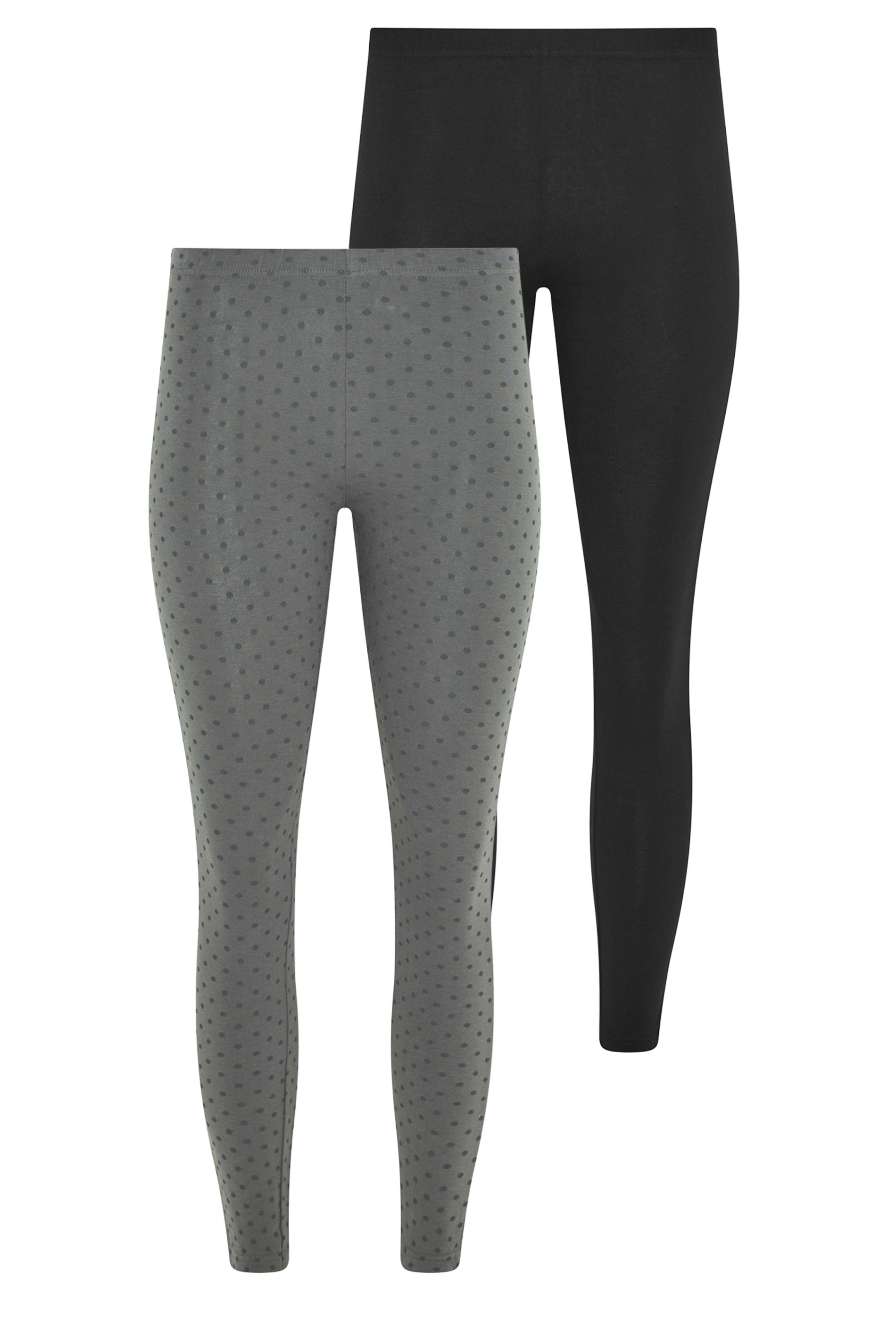 PixieGirl Petite Women's 2 PACK Black & Grey Polka Dot Leggings | PixieGirl  1