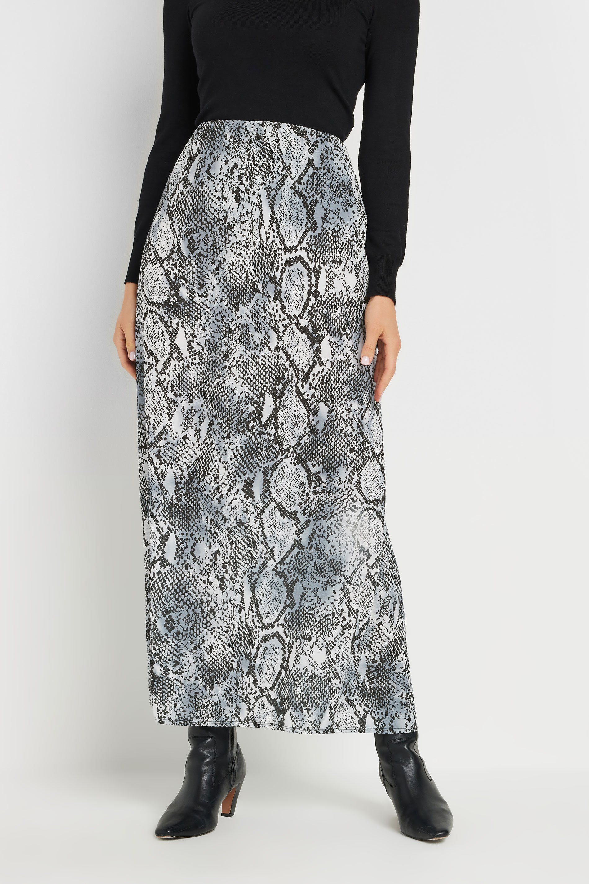 LTS Tall Grey Snake Print Slip-On Maxi Skirt | Long Tall Sally 1